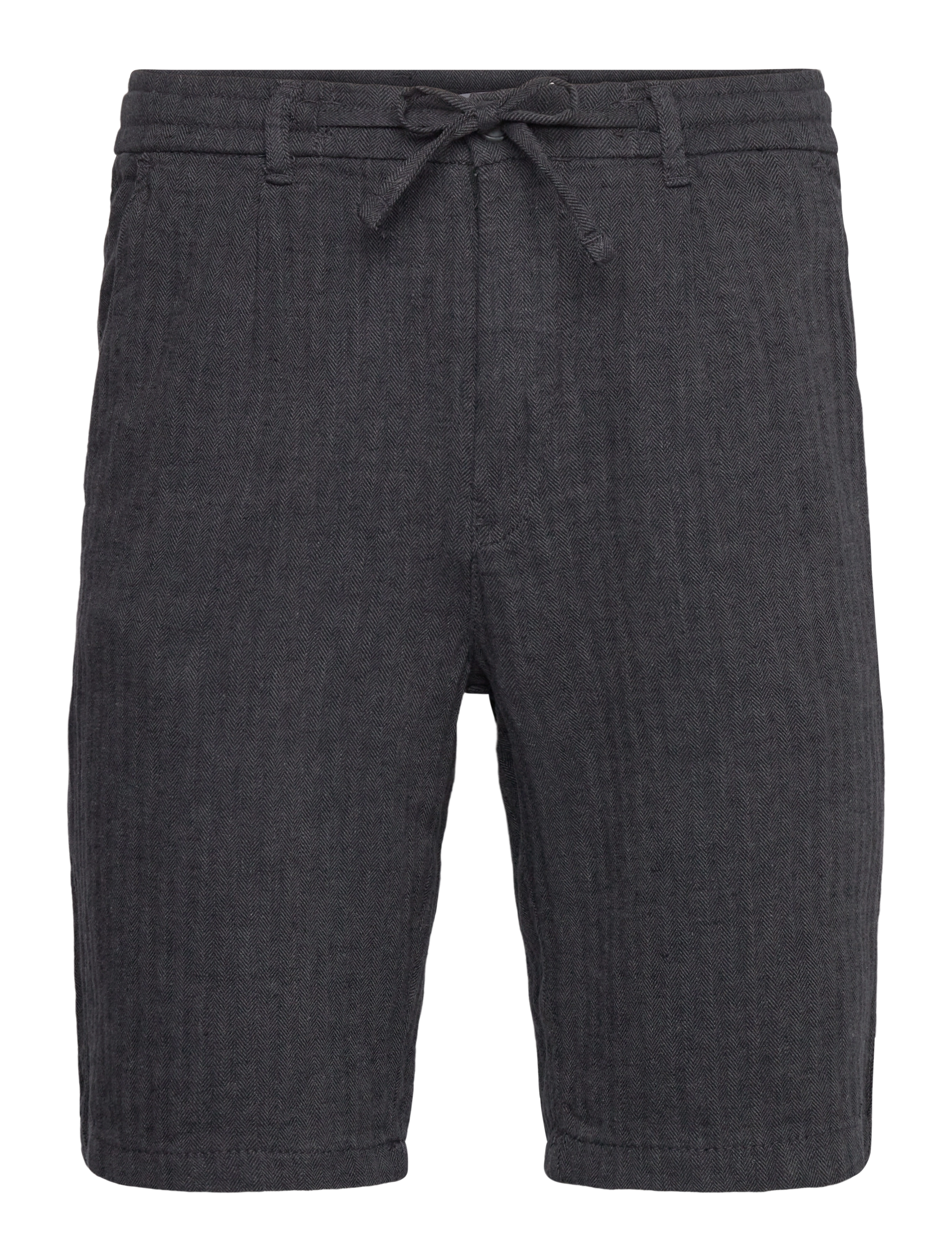 Lindbergh - Linen blend herringbone short - linen shorts - black - 1