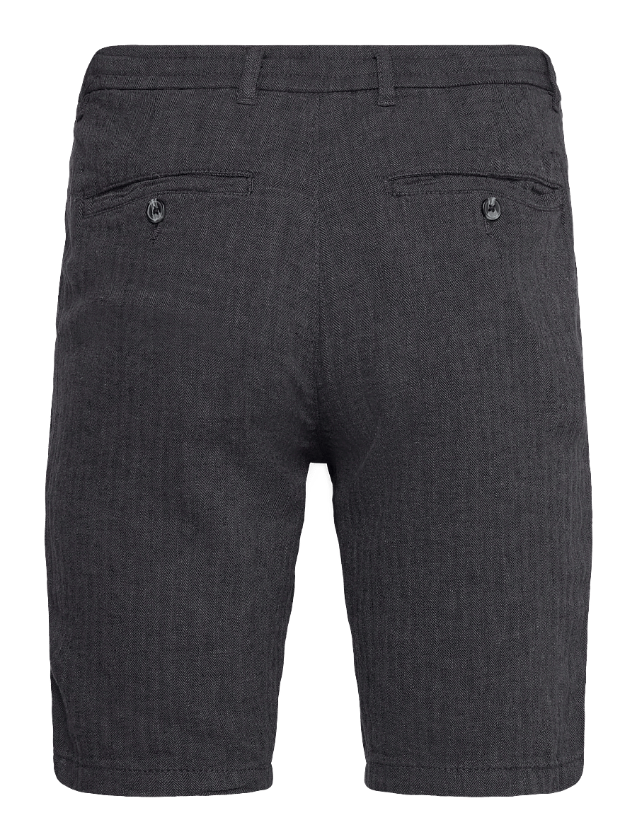Lindbergh - Linen blend herringbone short - linen shorts - black - 2
