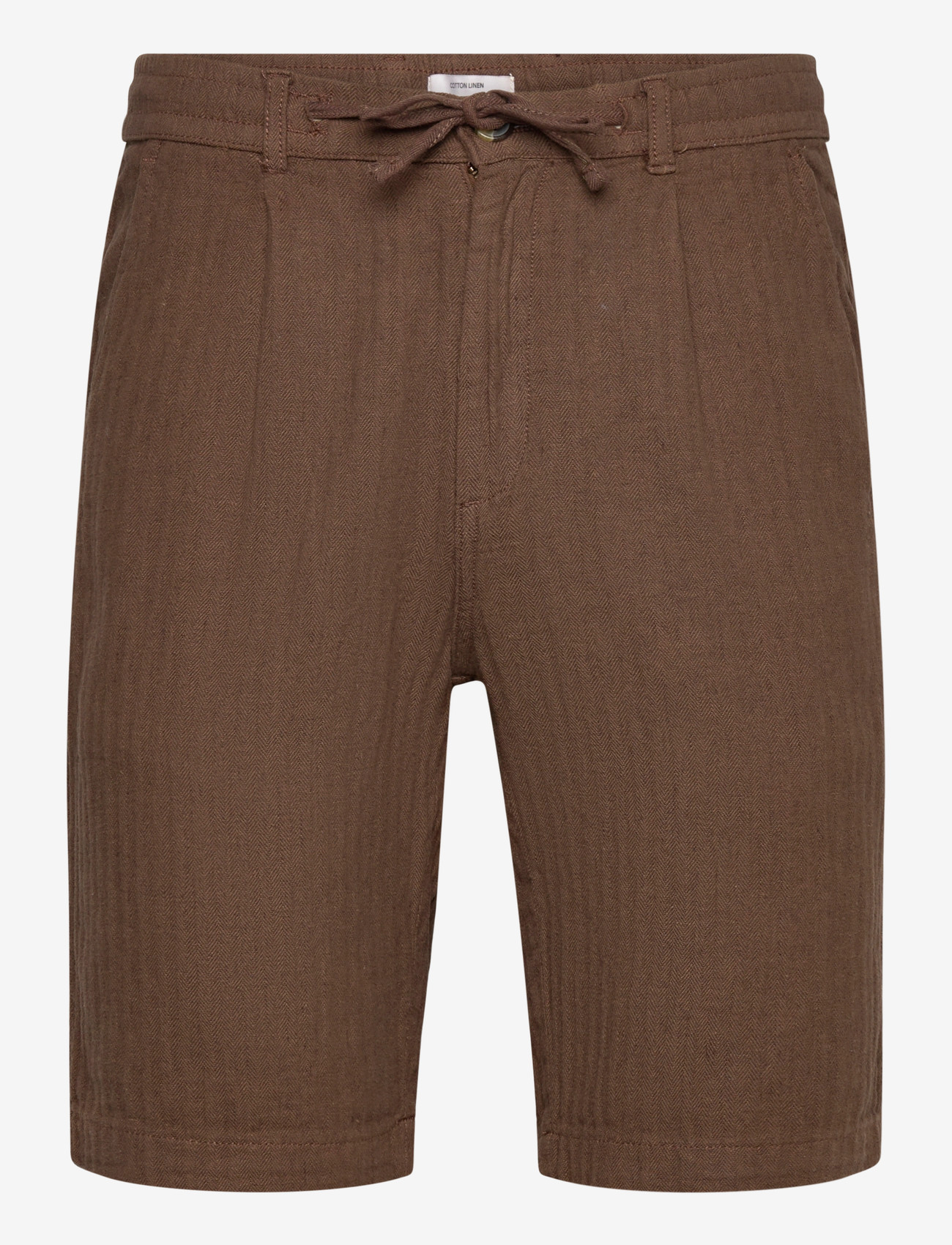 Lindbergh - Linen blend herringbone short - hørshorts - brown - 1