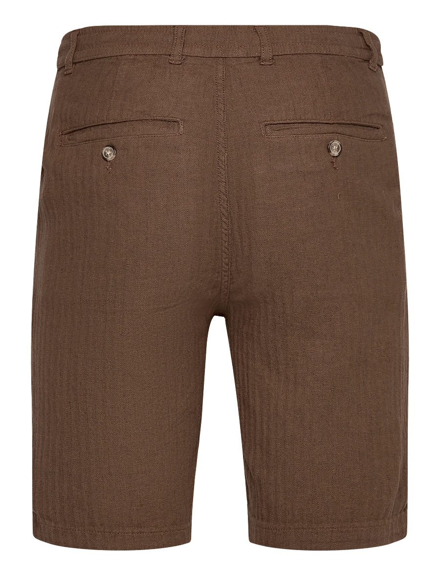 Lindbergh - Linen blend herringbone short - linen shorts - brown - 2