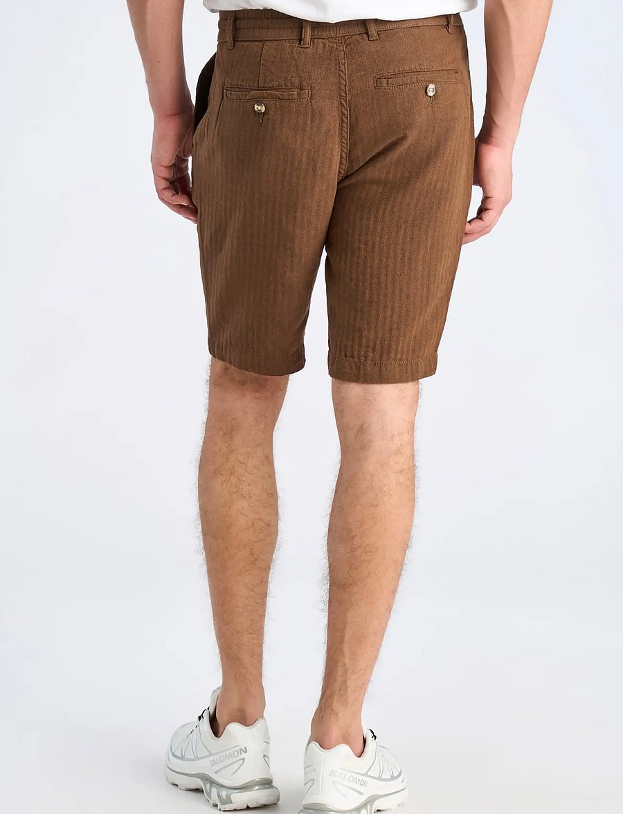 Lindbergh - Linen blend herringbone short - linen shorts - brown - 4