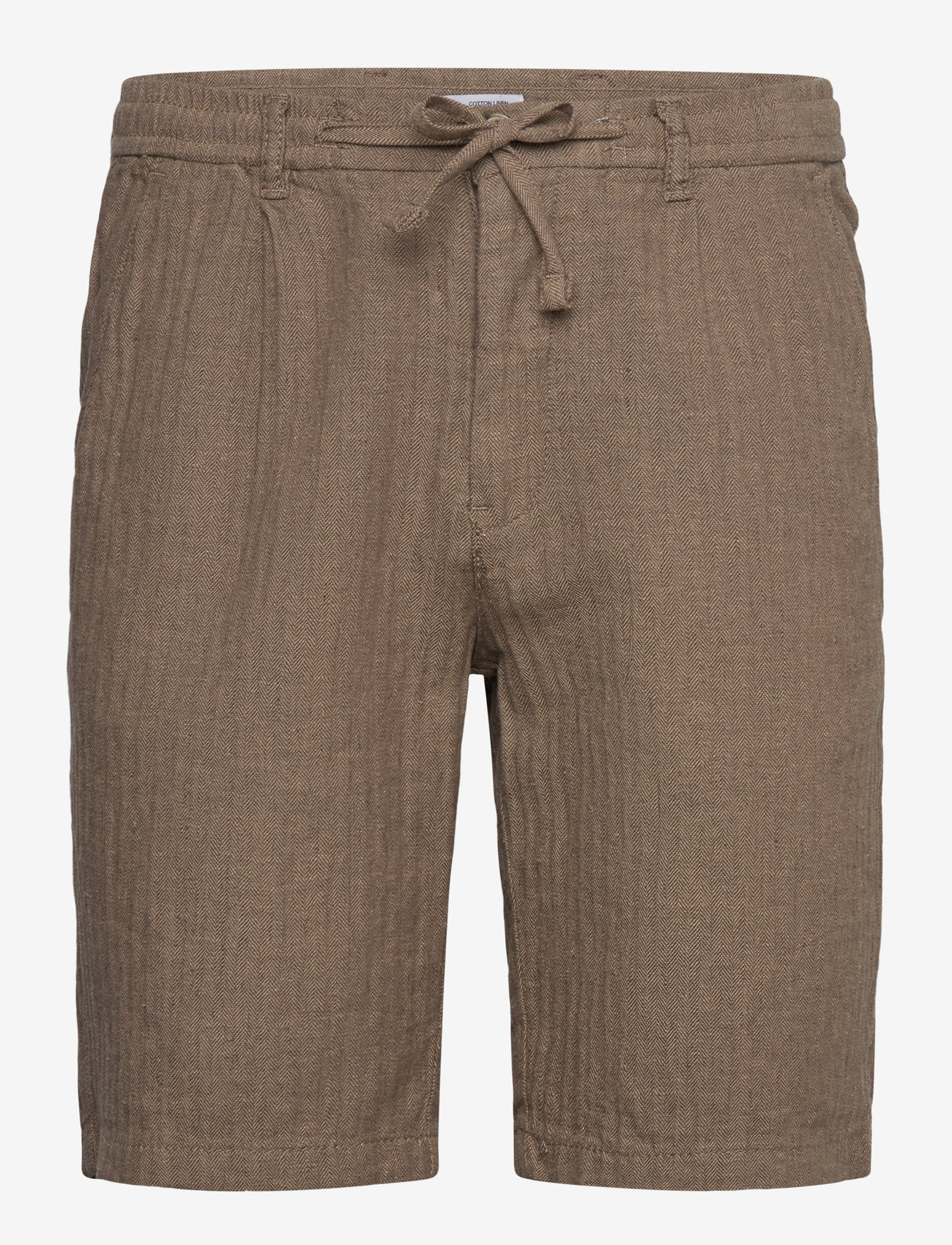 Lindbergh - Linen blend herringbone short - hørshorts - dk stone - 0