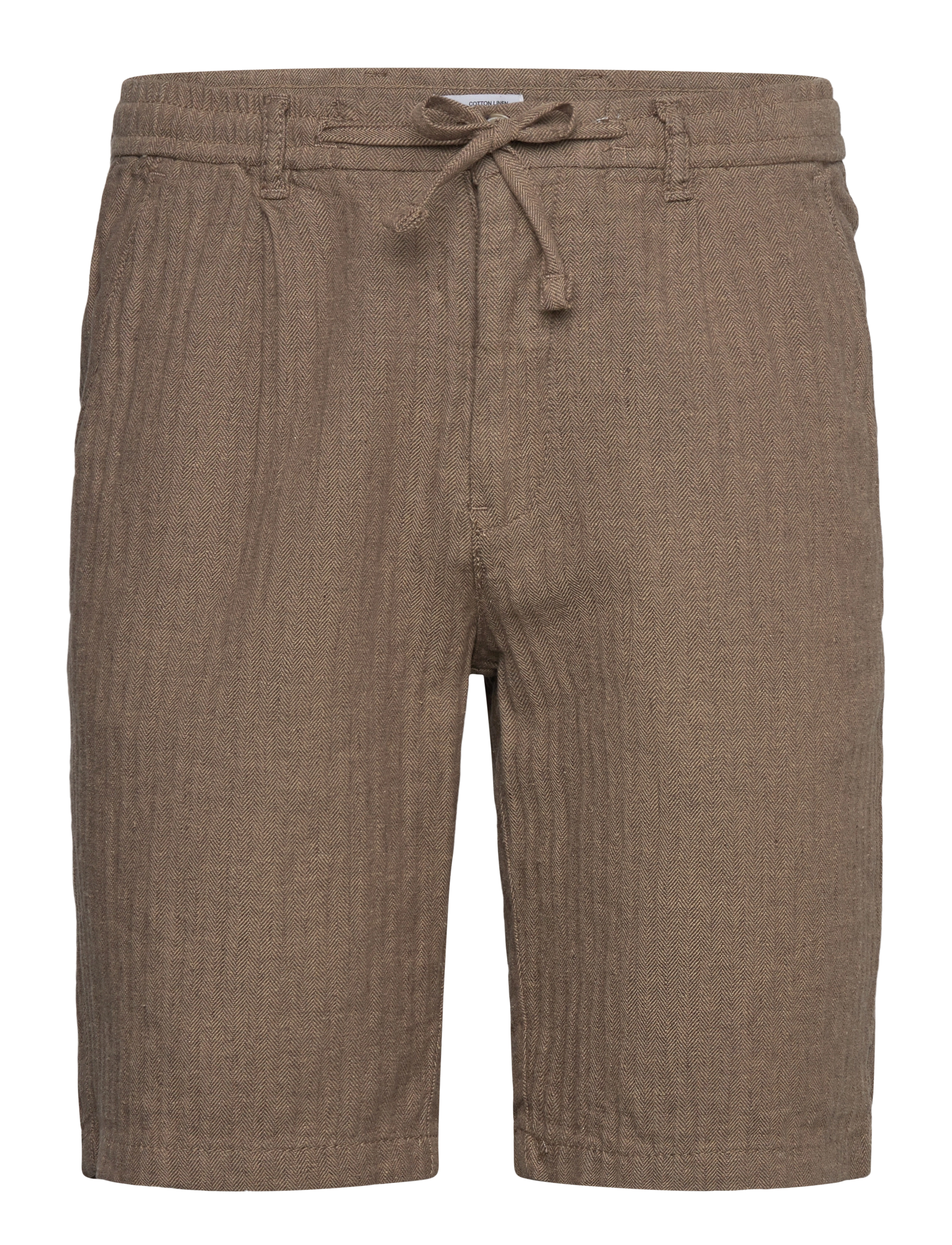 Lindbergh Linen blend herringbone short - Shorts - DK STONE / brown