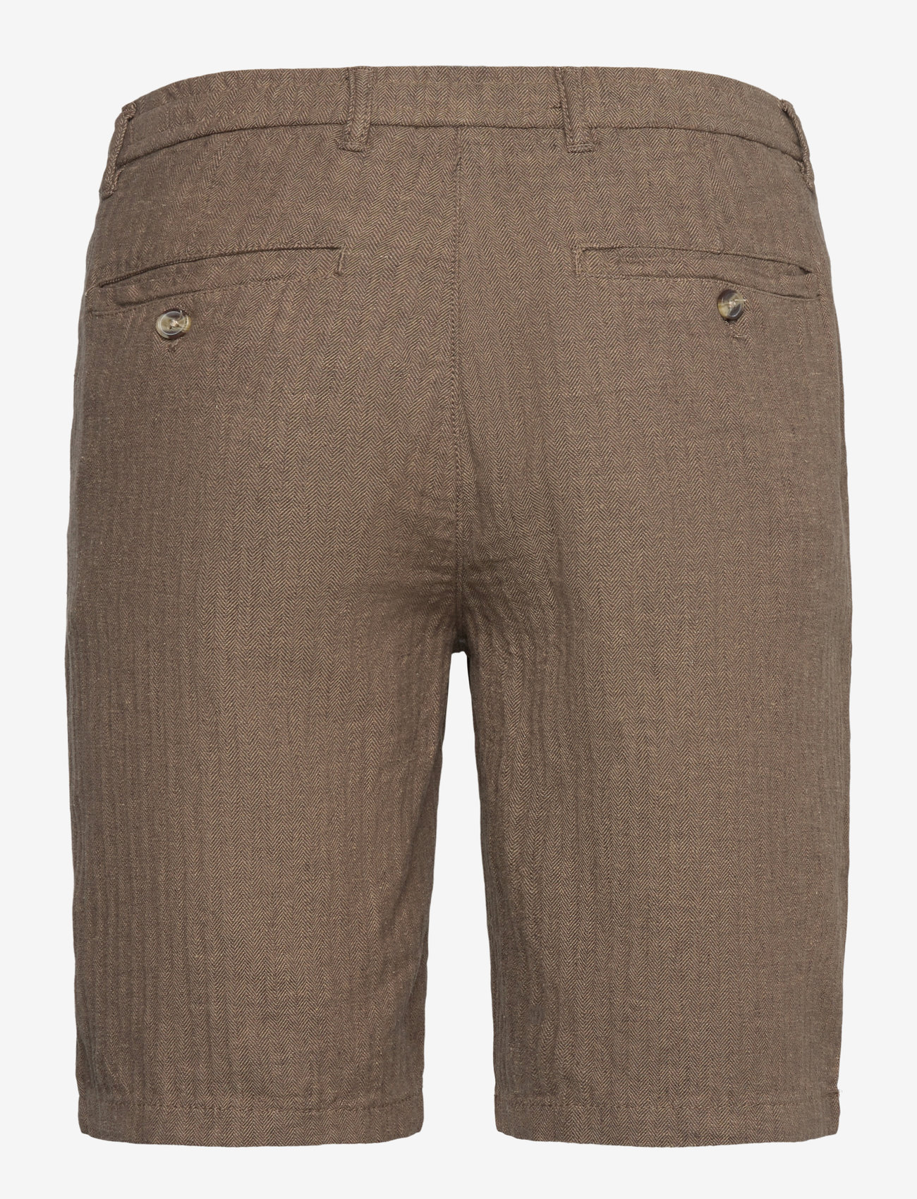 Lindbergh - Linen blend herringbone short - hørshorts - dk stone - 1