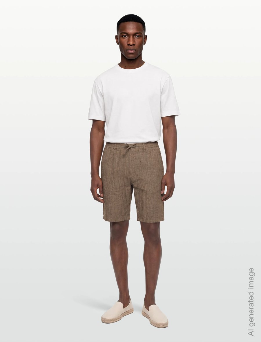 Lindbergh - Linen blend herringbone short - linased lühikesed püksid - dk stone - 0