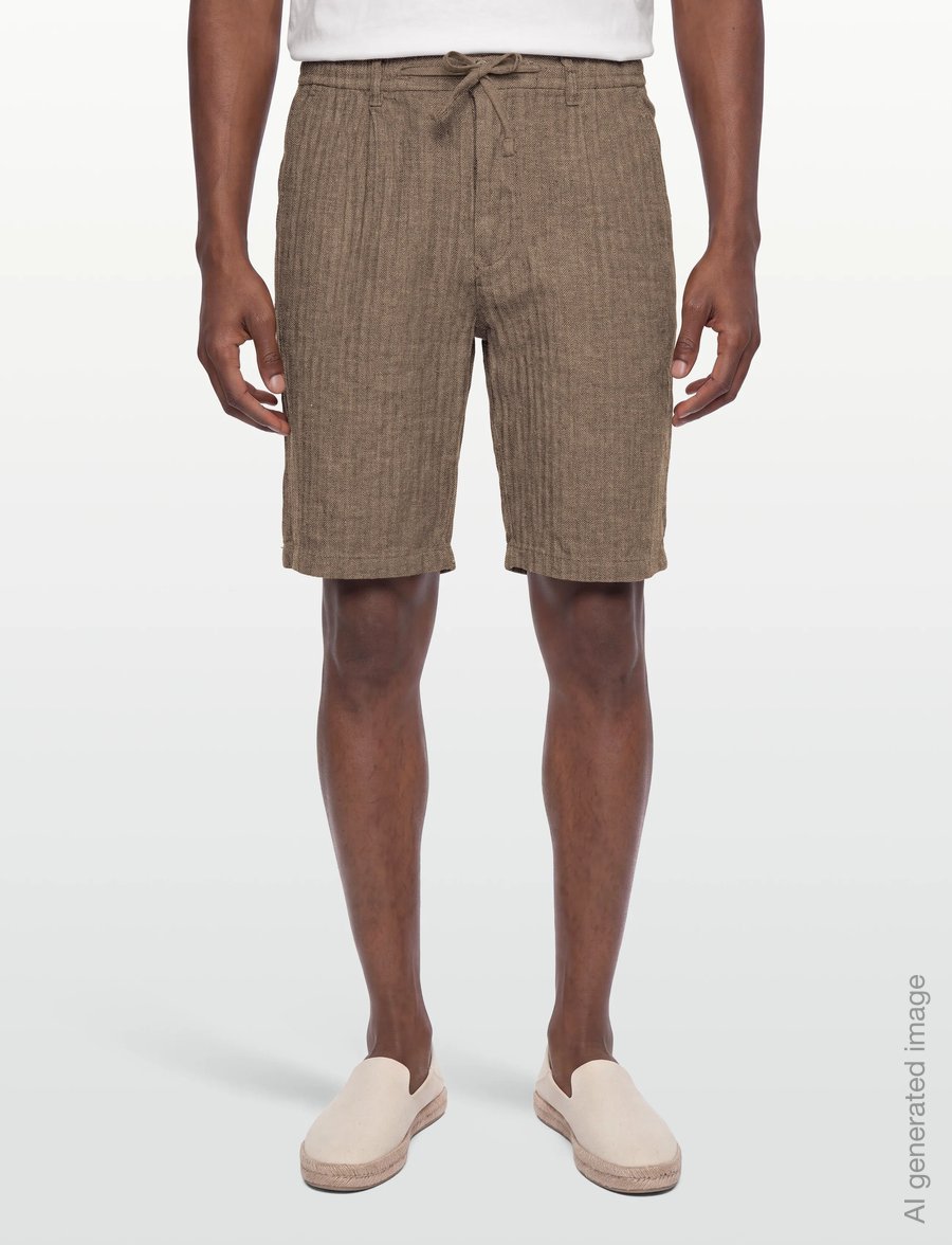 Lindbergh - Linen blend herringbone short - linased lühikesed püksid - dk stone - 3