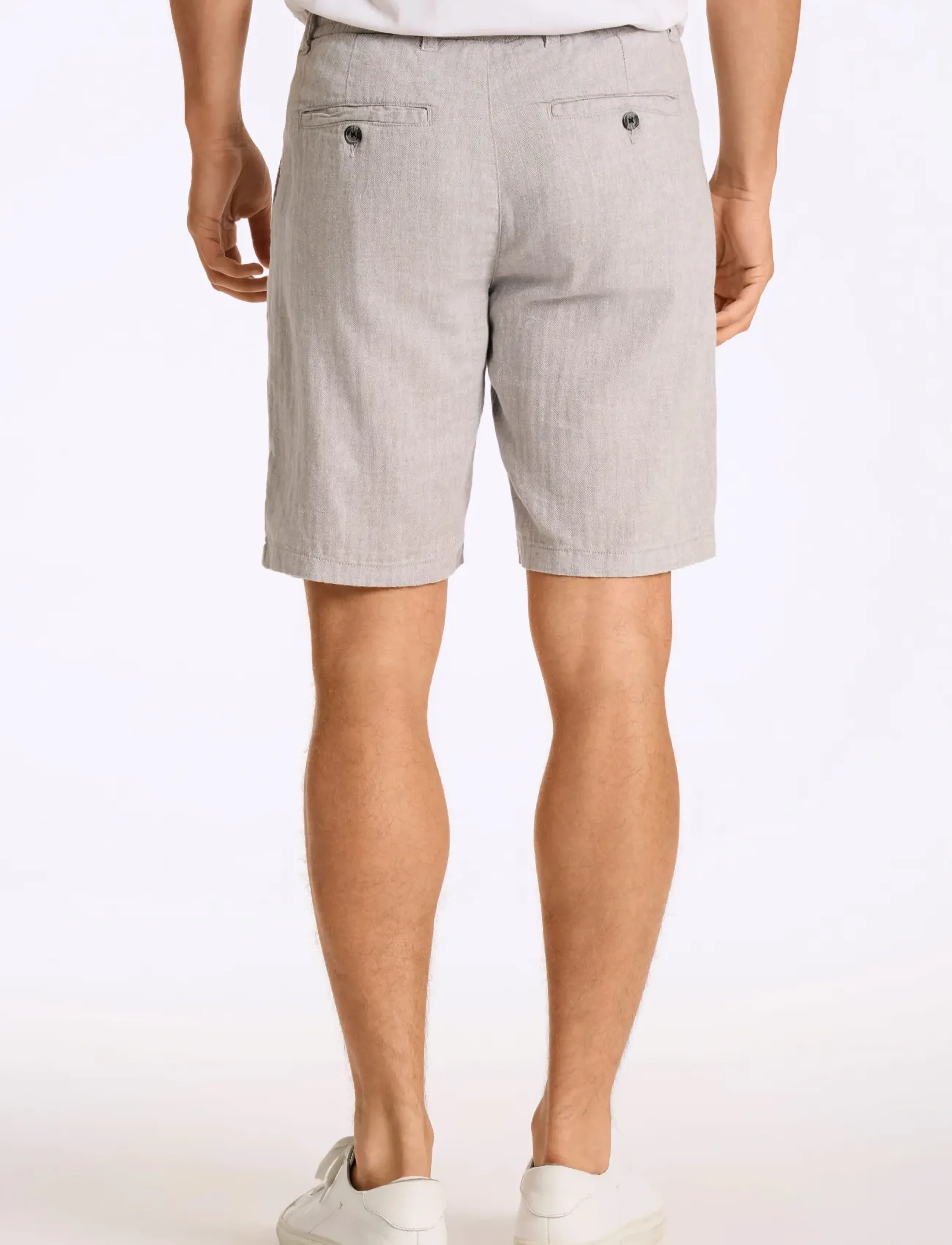 Lindbergh - Linen blend herringbone short - leinen-shorts - grey - 4