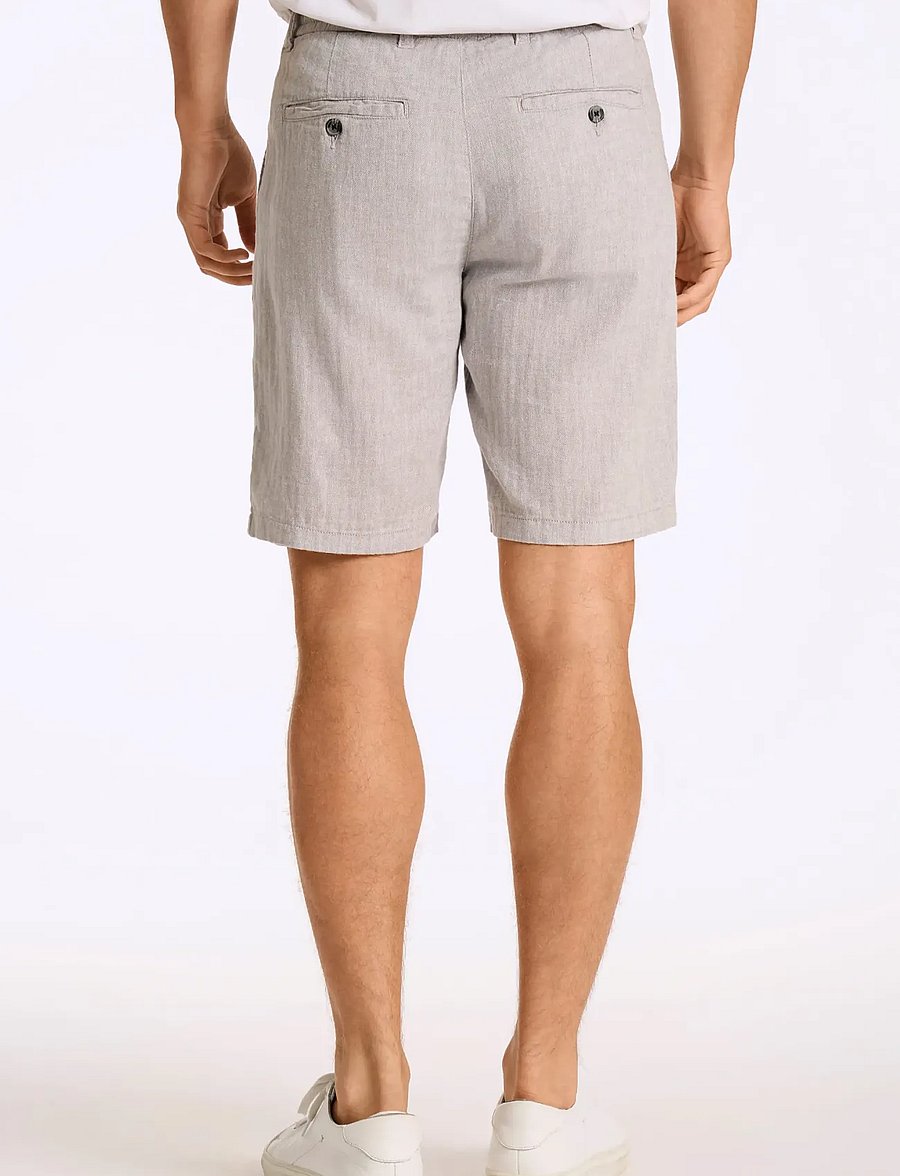 Lindbergh - Linen blend herringbone short - linen shorts - grey - 4