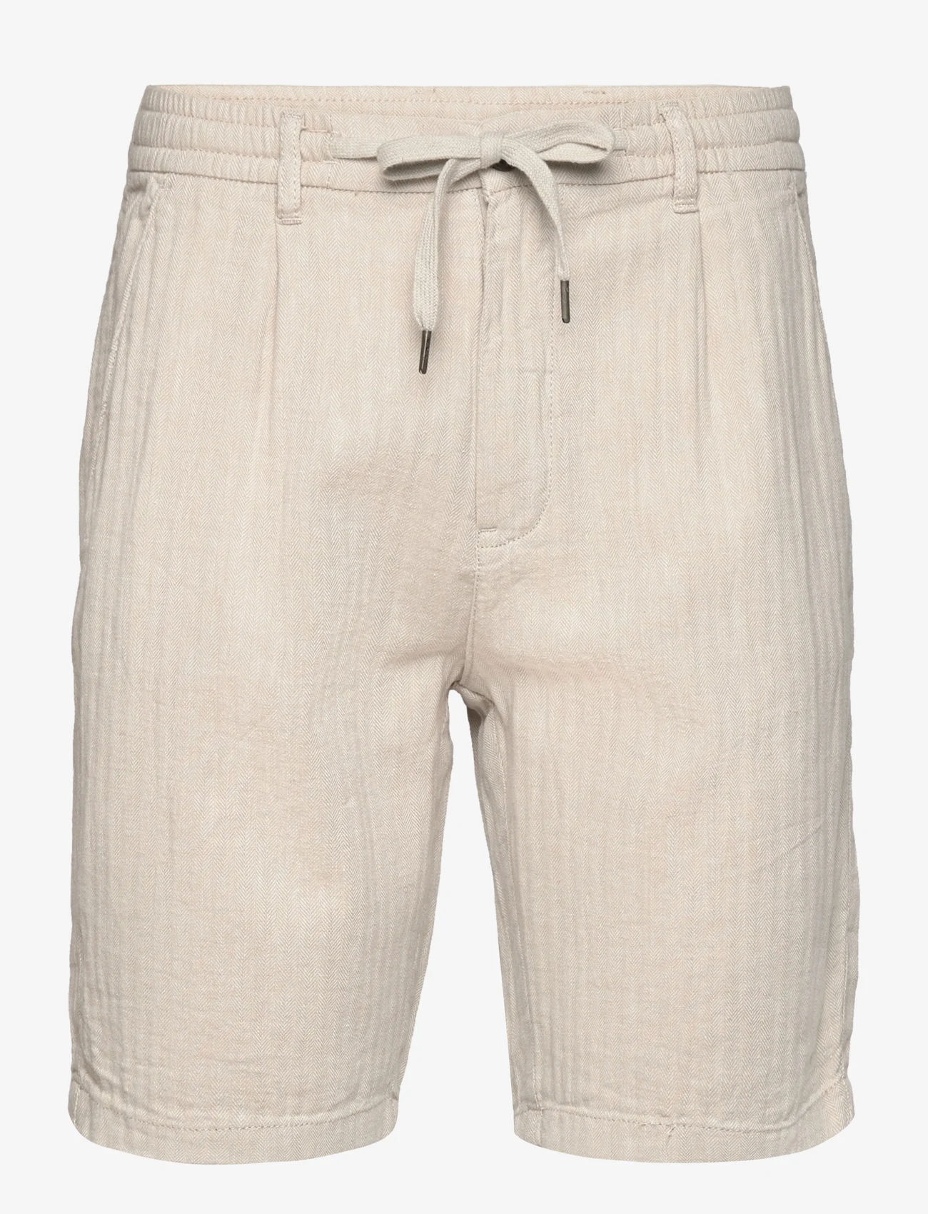 Lindbergh - Linen blend herringbone short - linen shorts - lt stone - 0