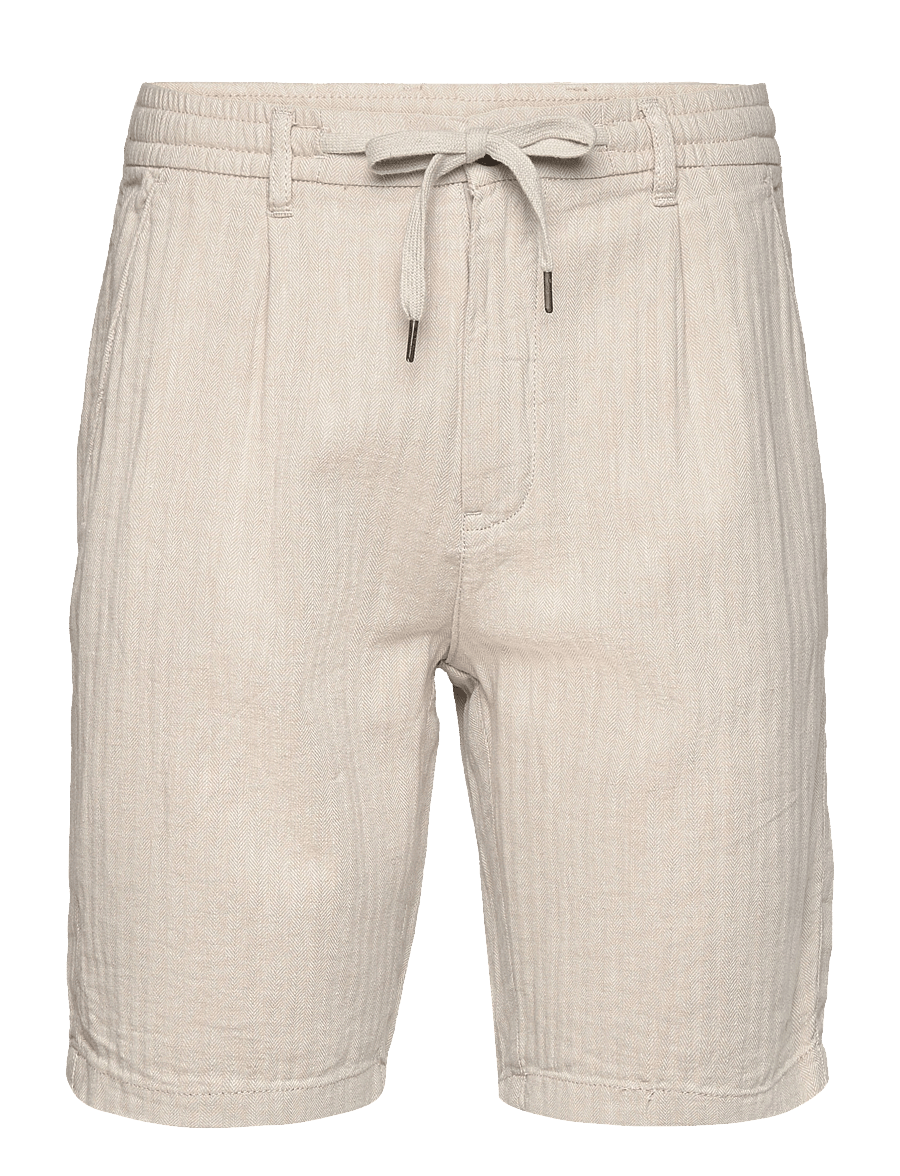Lindbergh - Linen blend herringbone short - linen shorts - lt stone - 1