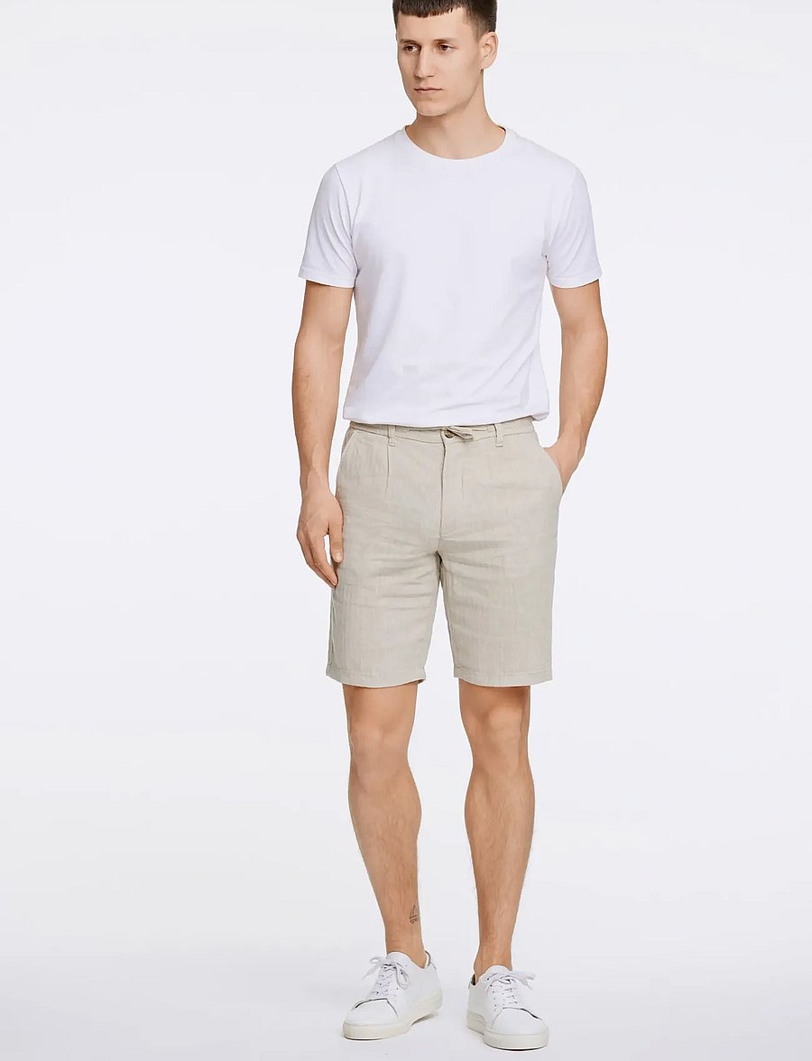 Lindbergh - Linen blend herringbone short - linen shorts - lt stone - 0