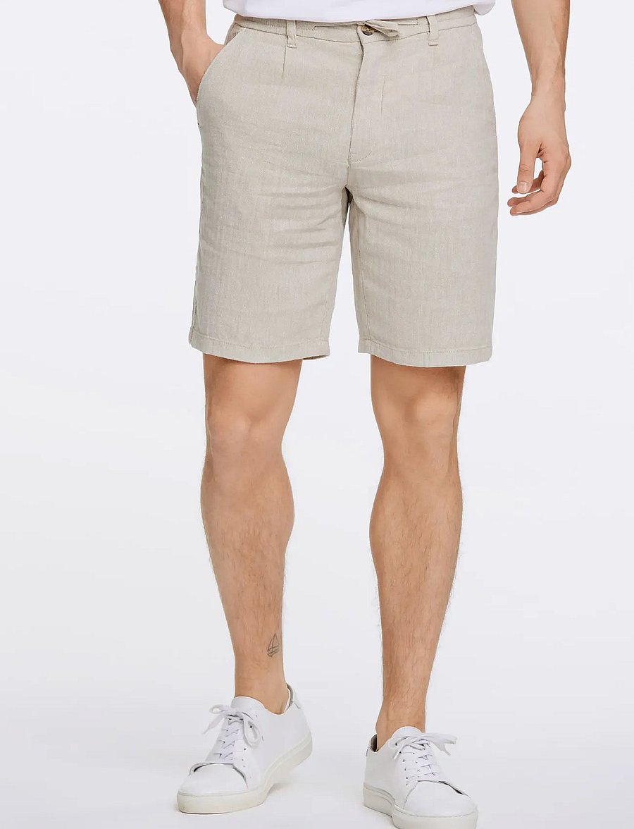 Lindbergh - Linen blend herringbone short - linen shorts - lt stone - 3