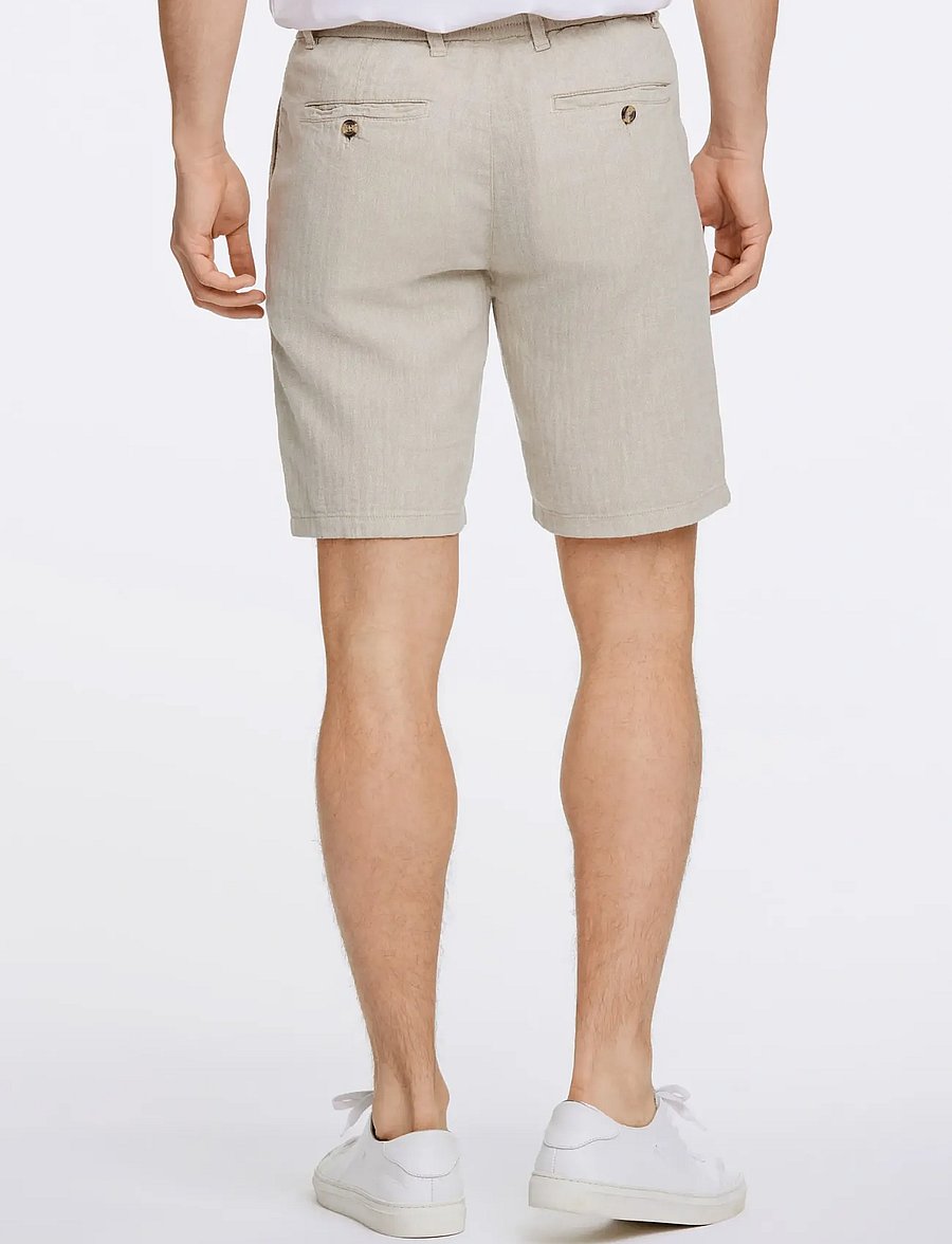 Lindbergh - Linen blend herringbone short - linen shorts - lt stone - 4