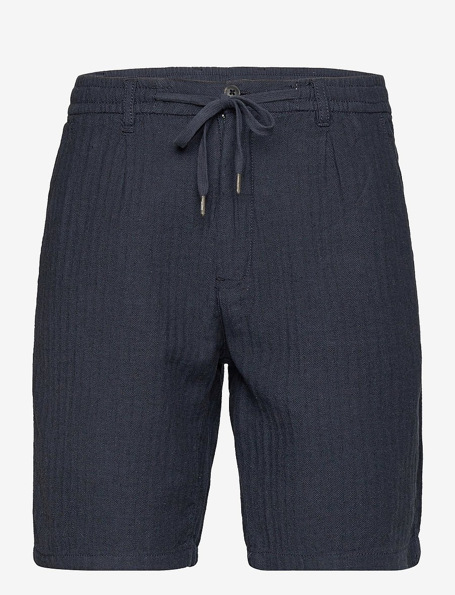 Lindbergh - Linen blend herringbone short - linneshorts - navy - 1