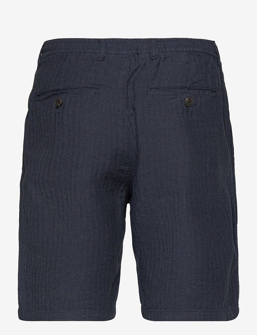 Lindbergh - Linen blend herringbone short - linneshorts - navy - 2