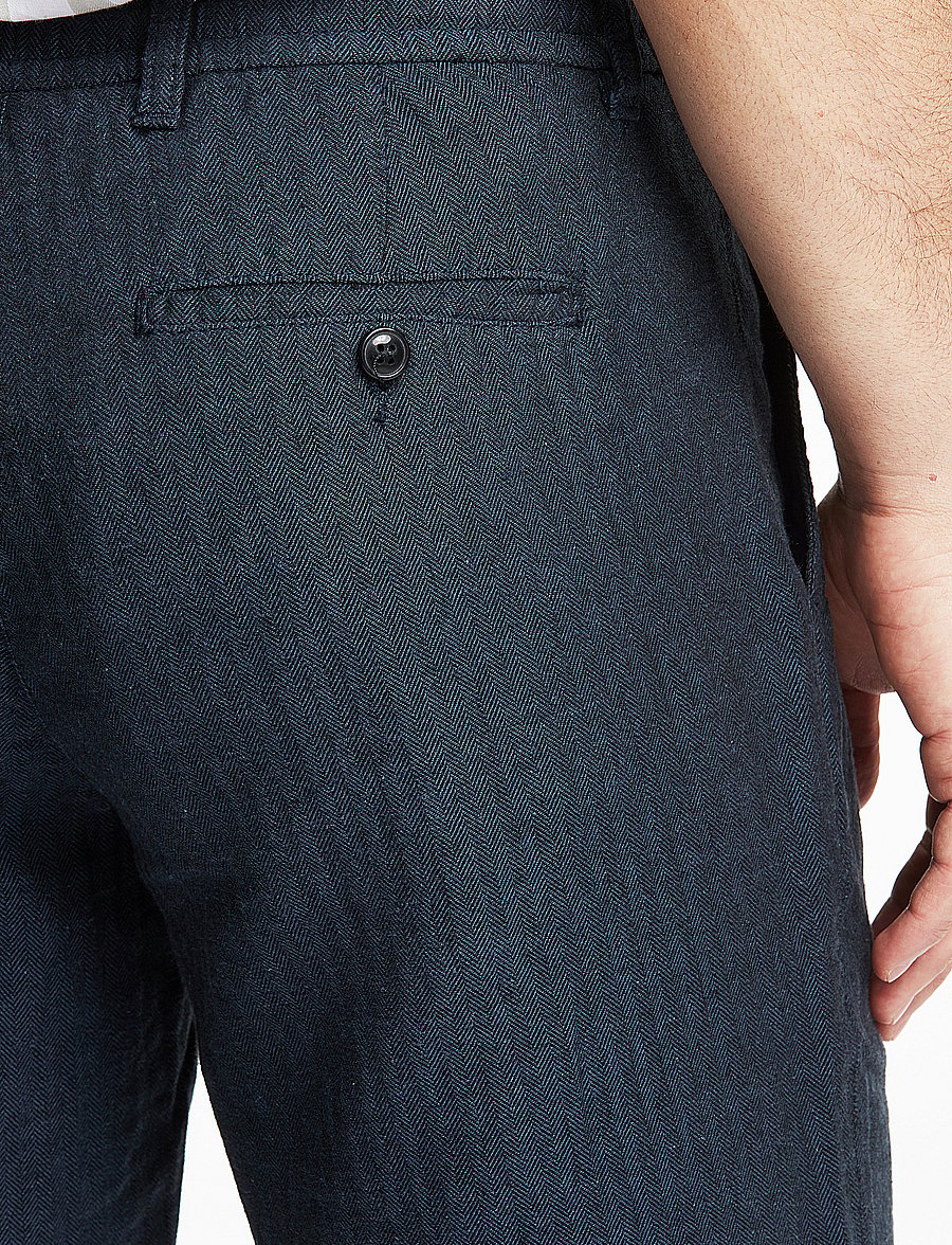 Lindbergh - Linen blend herringbone short - linneshorts - navy - 3