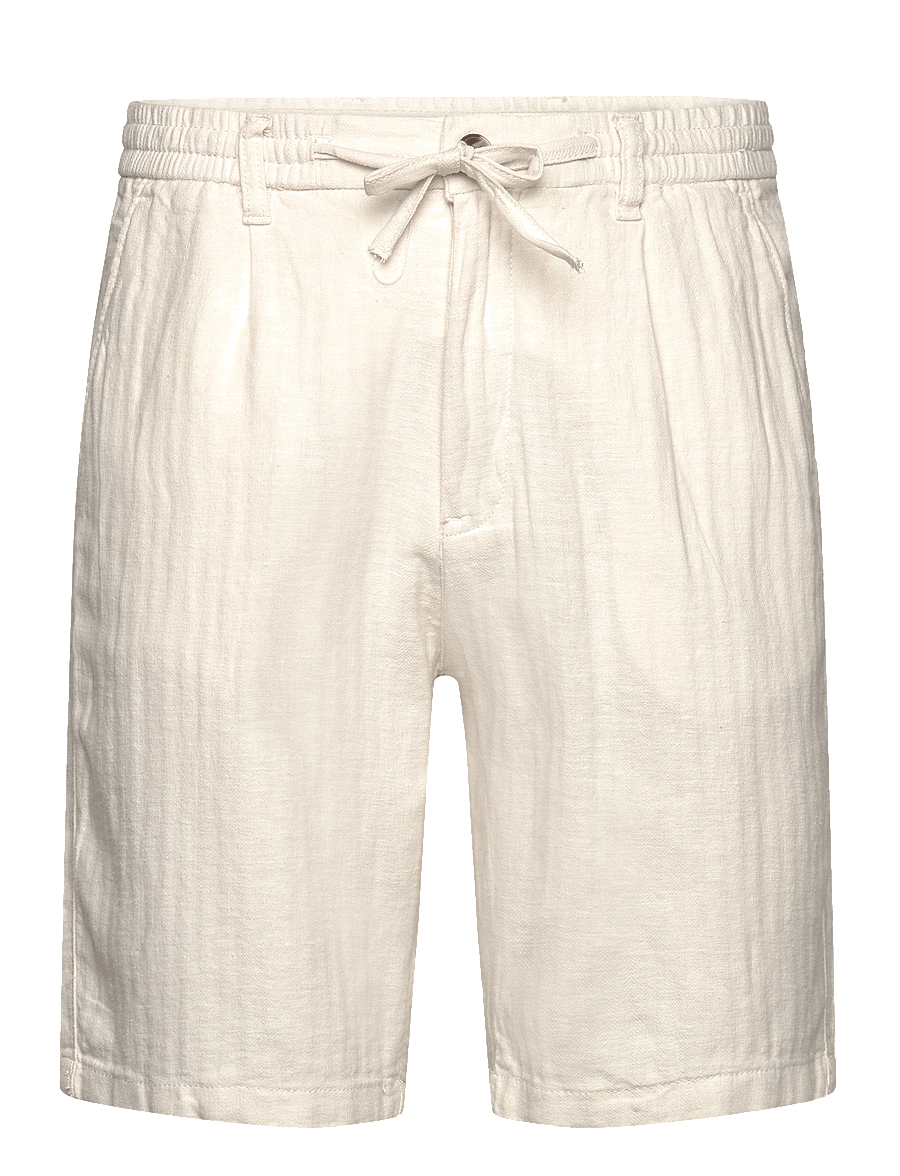 Lindbergh - Linen blend herringbone short - linen shorts - optical white - 0