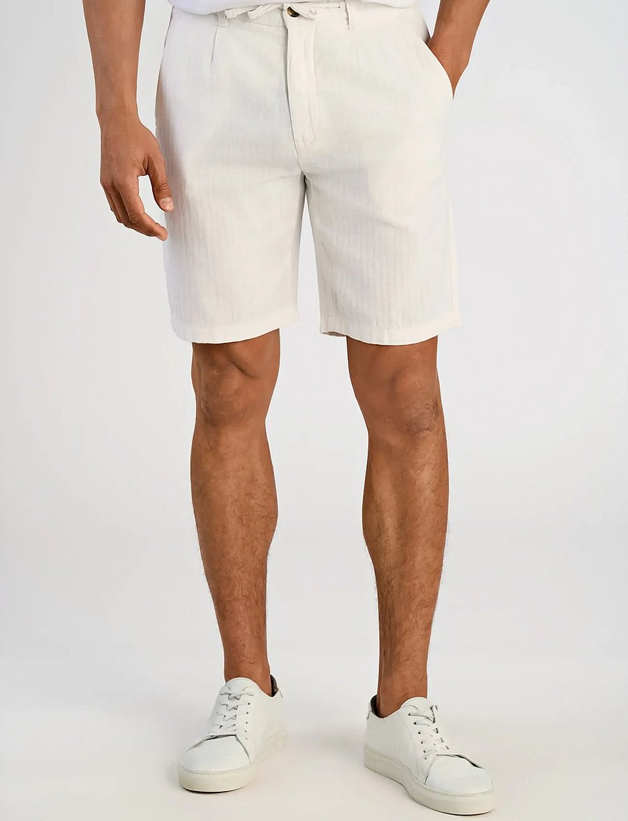 Lindbergh - Linen blend herringbone short - linen shorts - optical white - 3