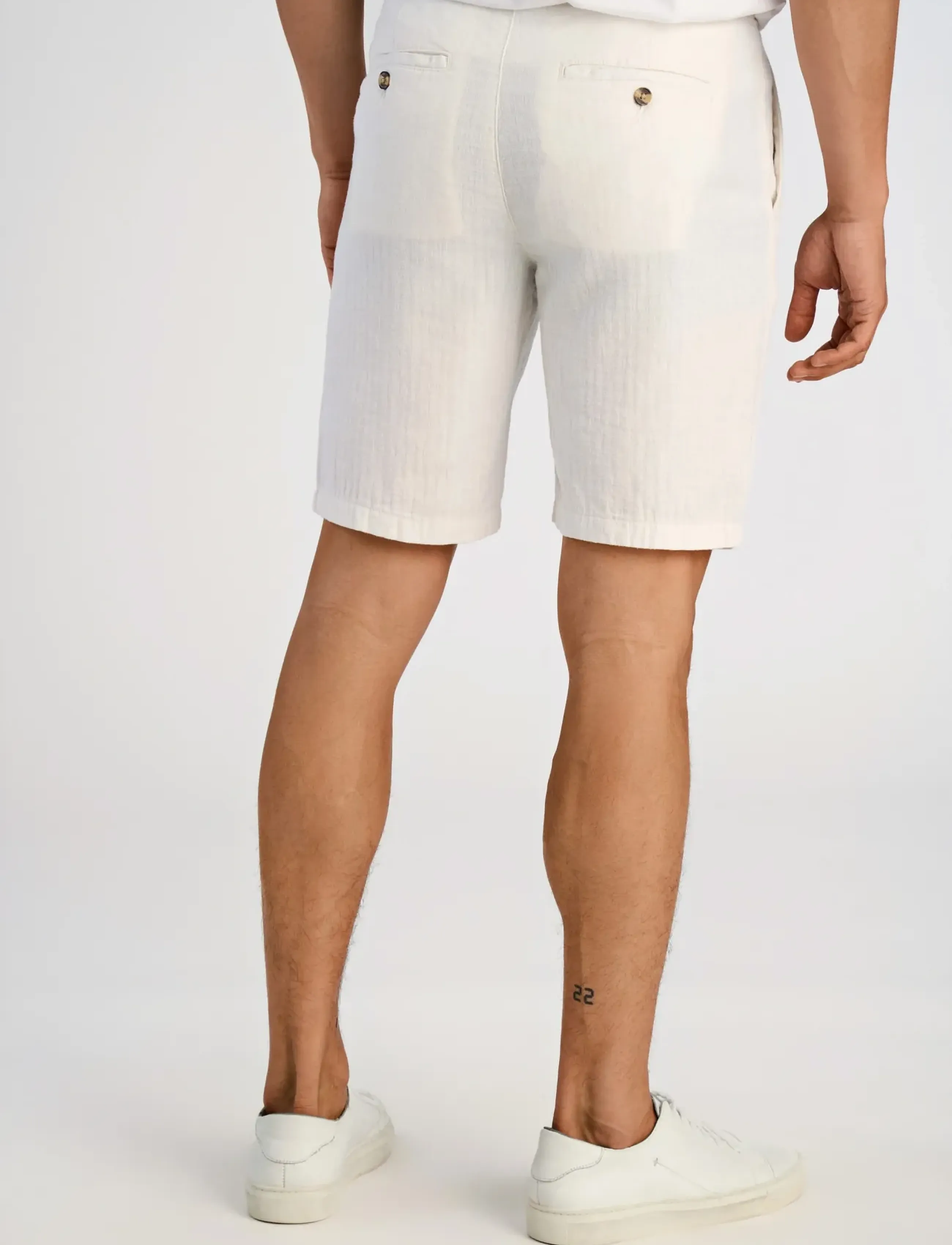 Lindbergh - Linen blend herringbone short - linen shorts - optical white - 4
