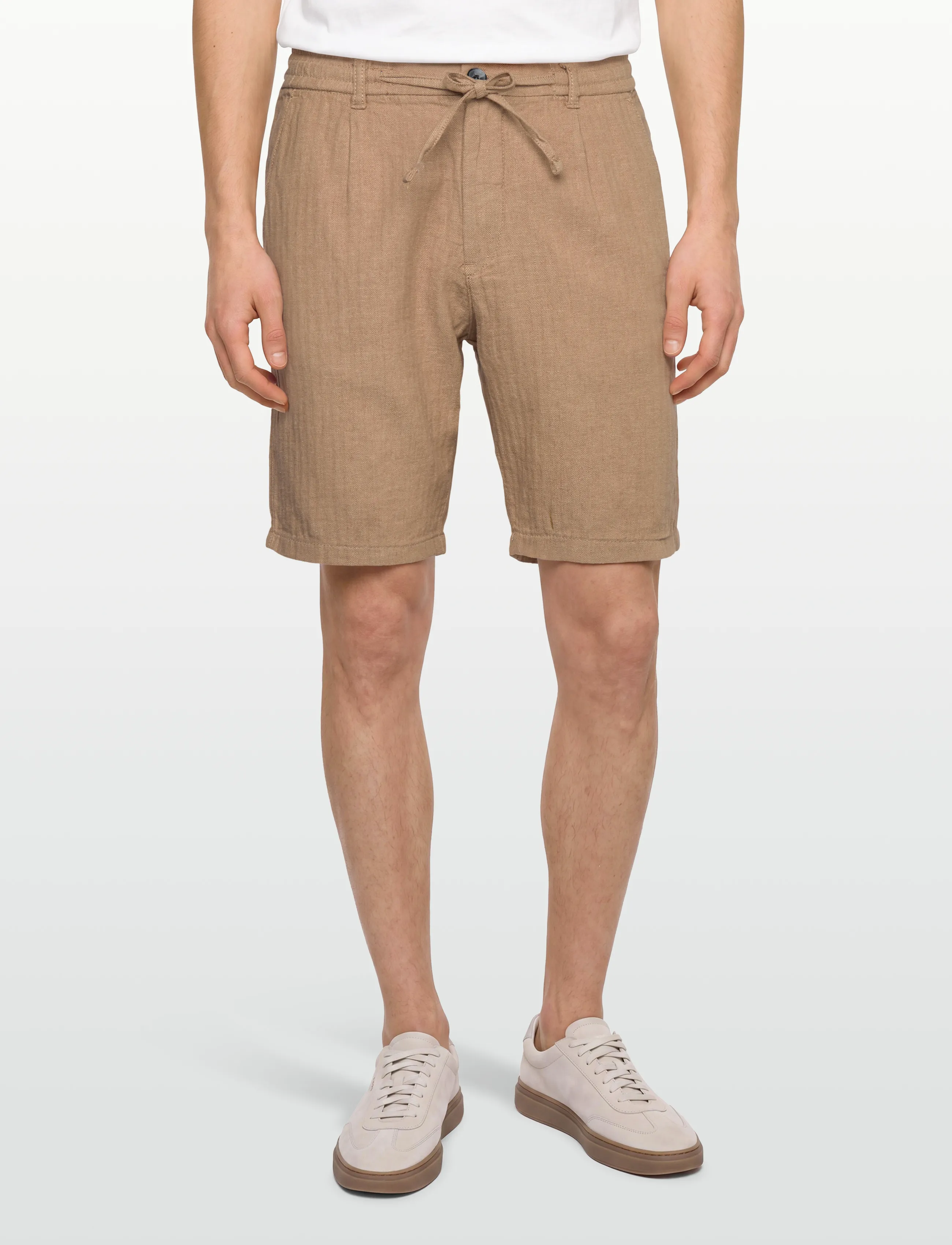 Lindbergh - Linen blend herringbone short - leinen-shorts - sand - 3
