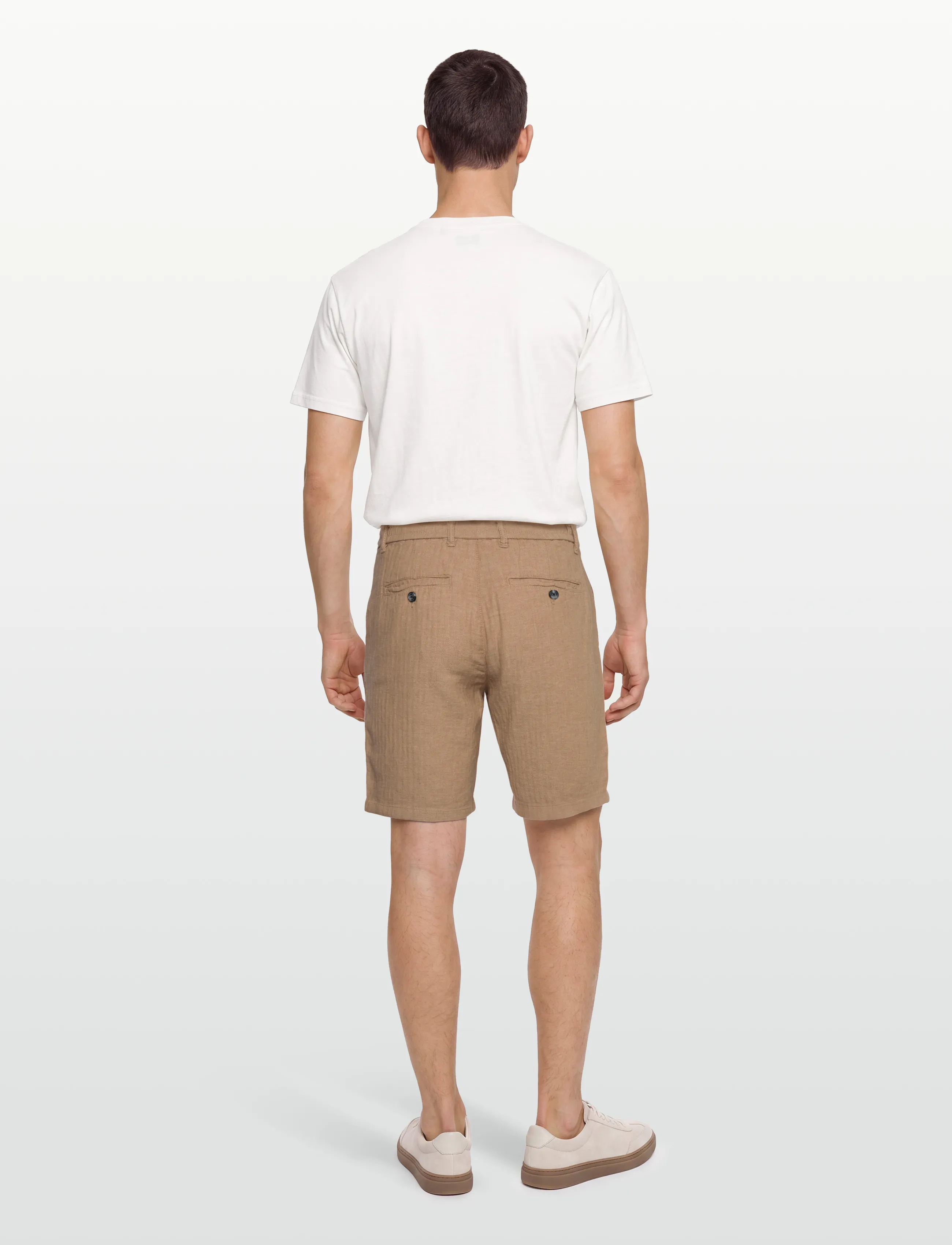 Lindbergh - Linen blend herringbone short - leinen-shorts - sand - 4