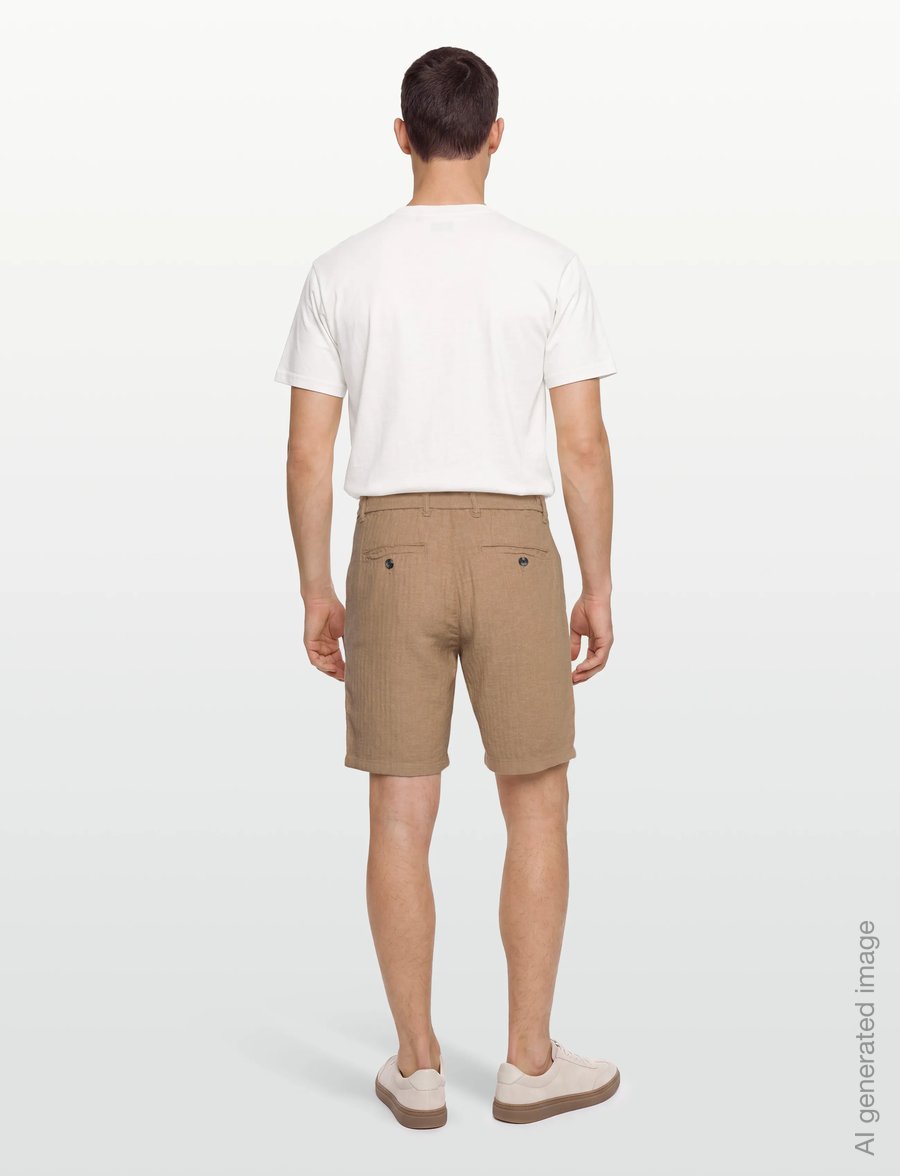Lindbergh - Linen blend herringbone short - linen shorts - sand - 4