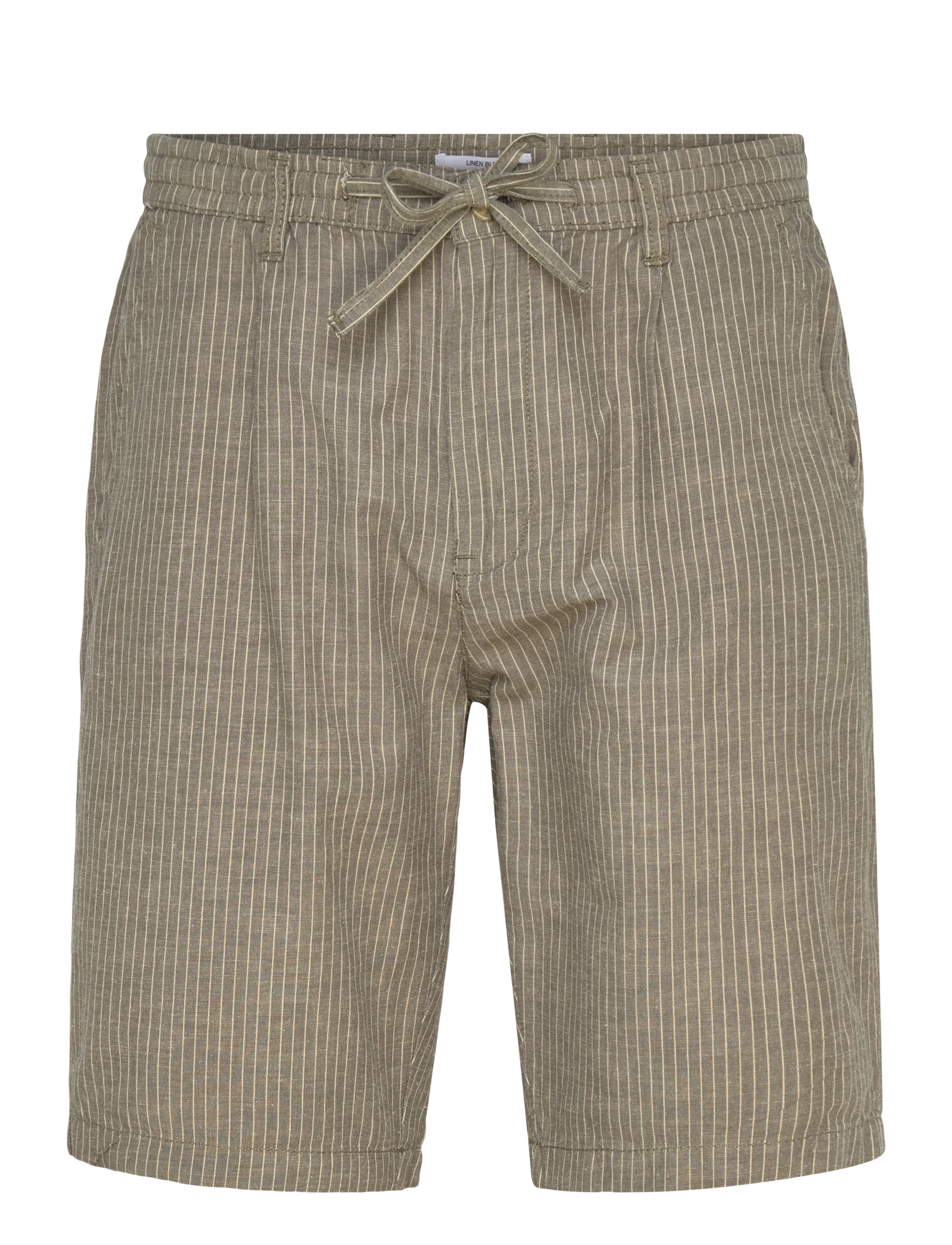 Lindbergh Striped Linen shorts - Nyheder - ARMY / brown
