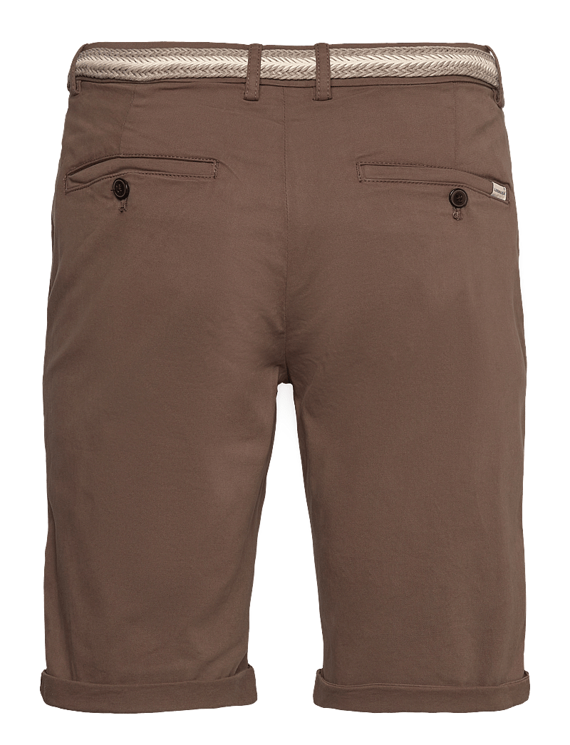 Lindbergh - Superflex chino shorts w. belt - chinos shorts - brown - 1