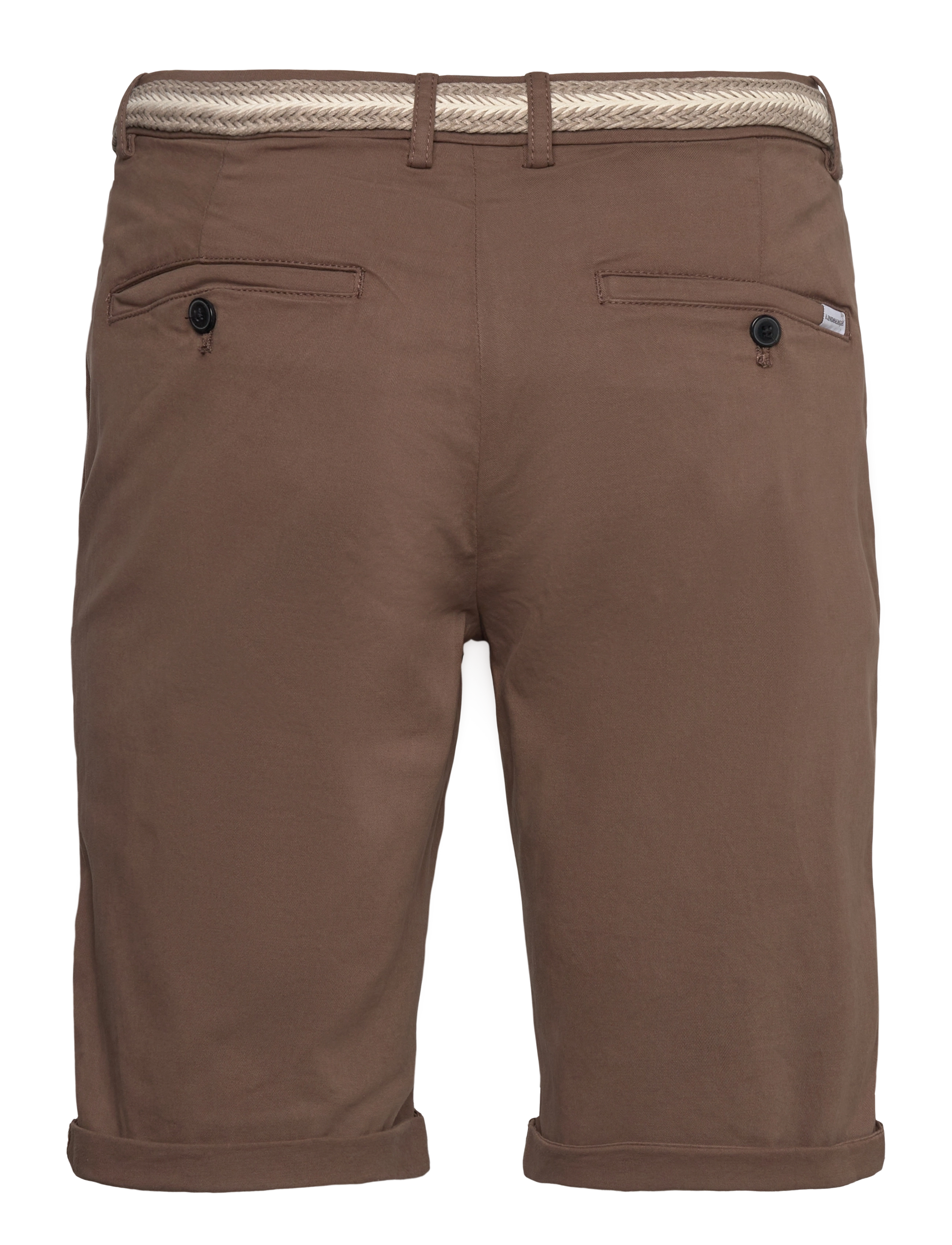 Lindbergh - Superflex chino shorts w. belt - chinos shorts - brown - 1