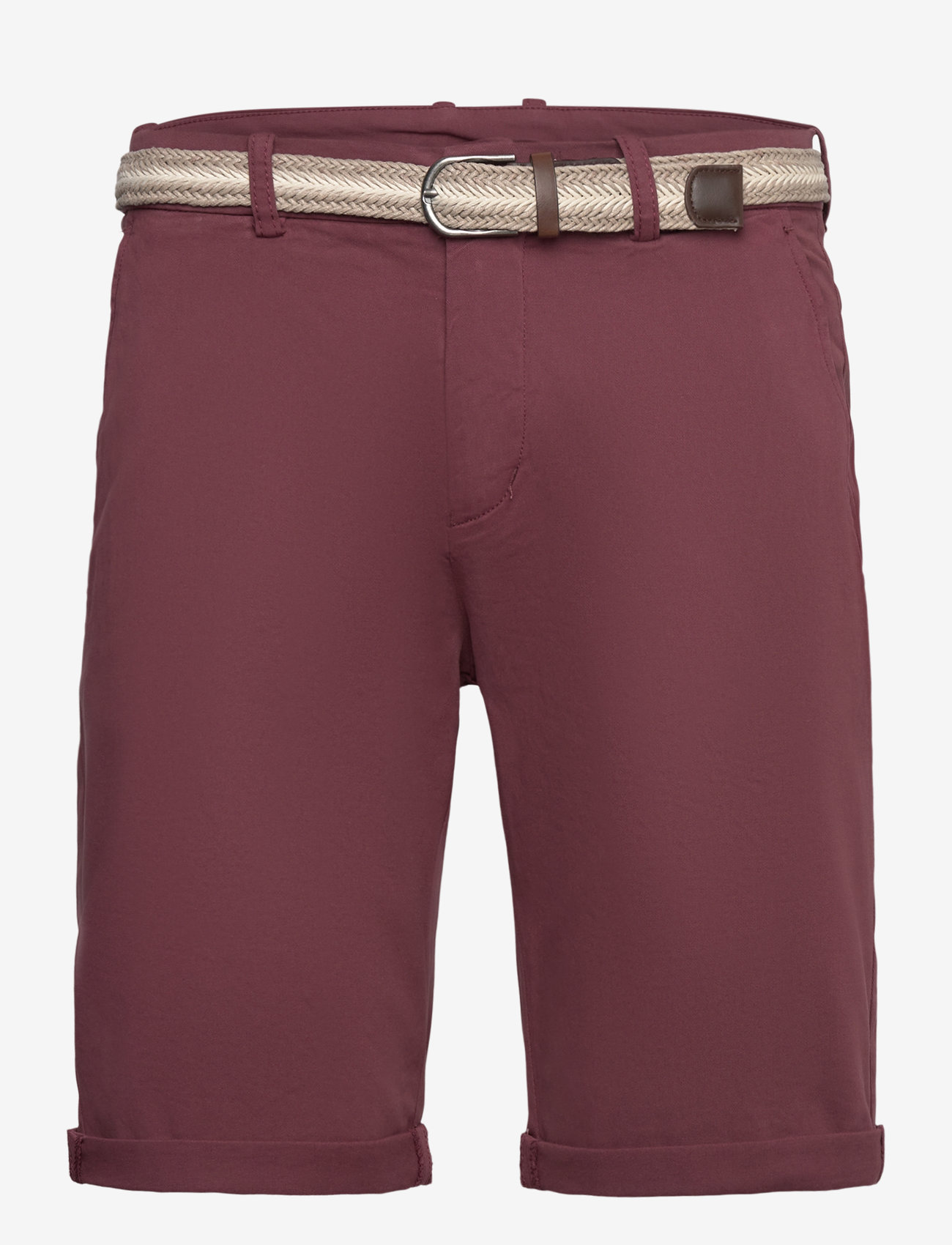 Lindbergh - Superflex chino shorts w. belt - chinos shorts - burgundy - 0