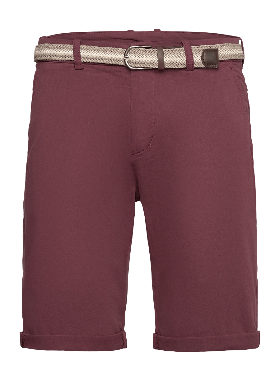 Lindbergh - Superflex chino shorts w. belt - chinos shorts - burgundy - 0