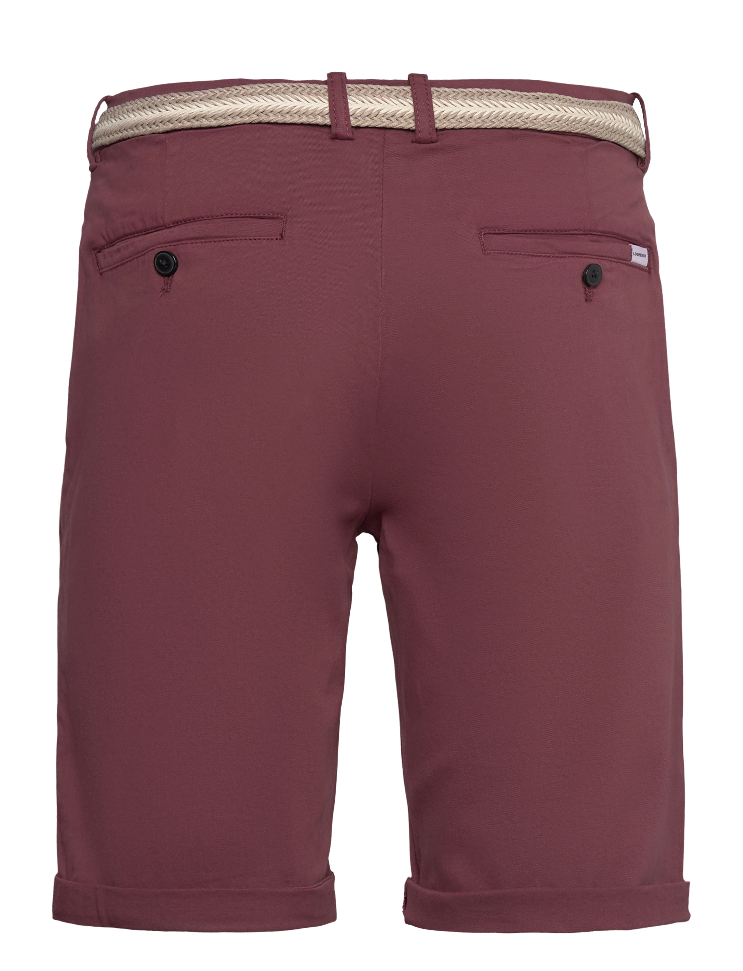 Lindbergh - Superflex chino shorts w. belt - chino shorts - burgundy - 1