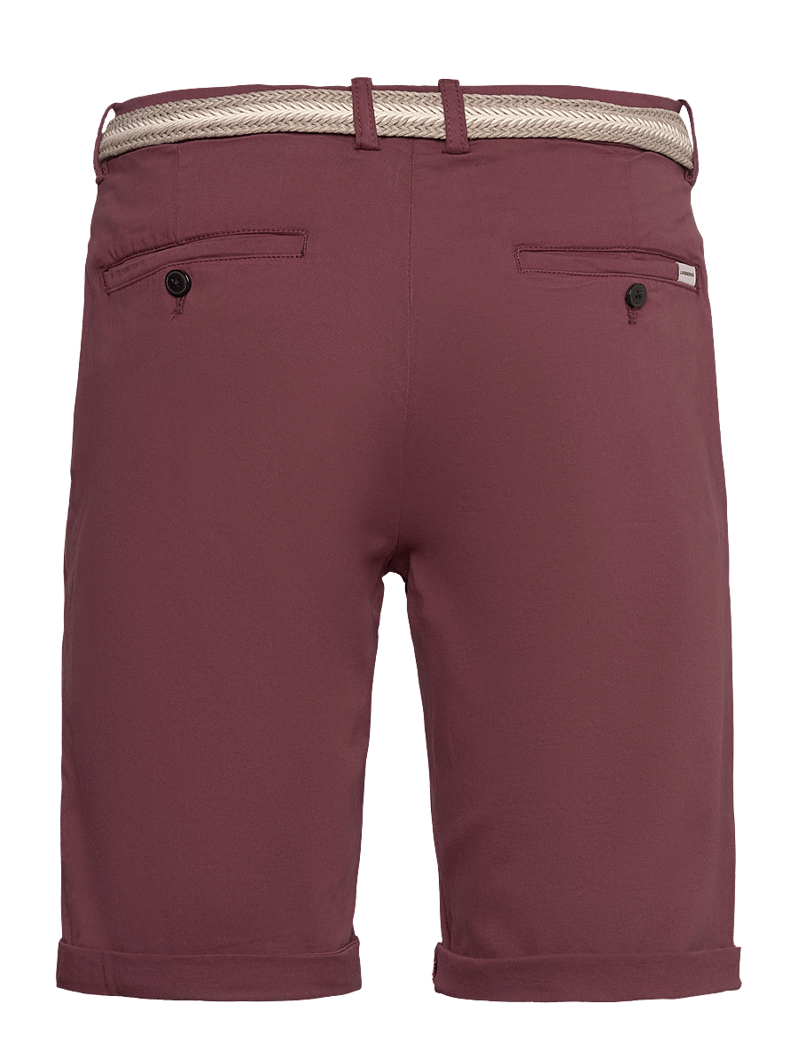 Lindbergh - Superflex chino shorts w. belt - chinos shorts - burgundy - 1
