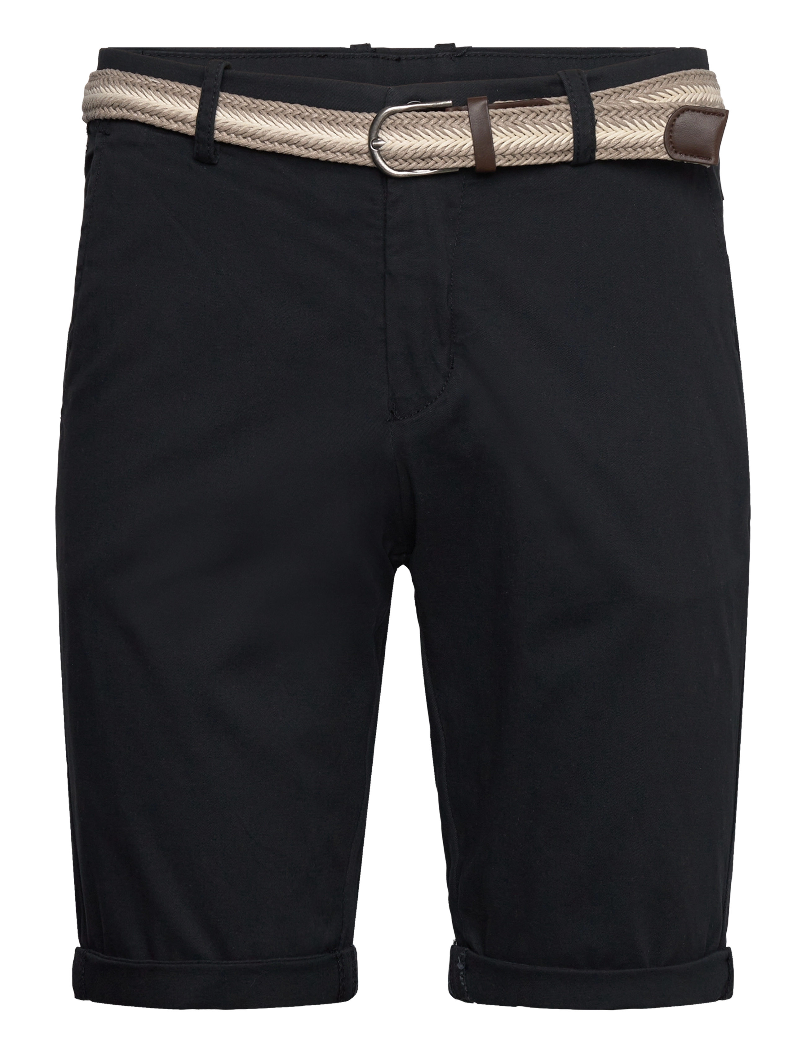 Lindbergh Superflex chino shorts w?. belt - Szorty - BLACK / black