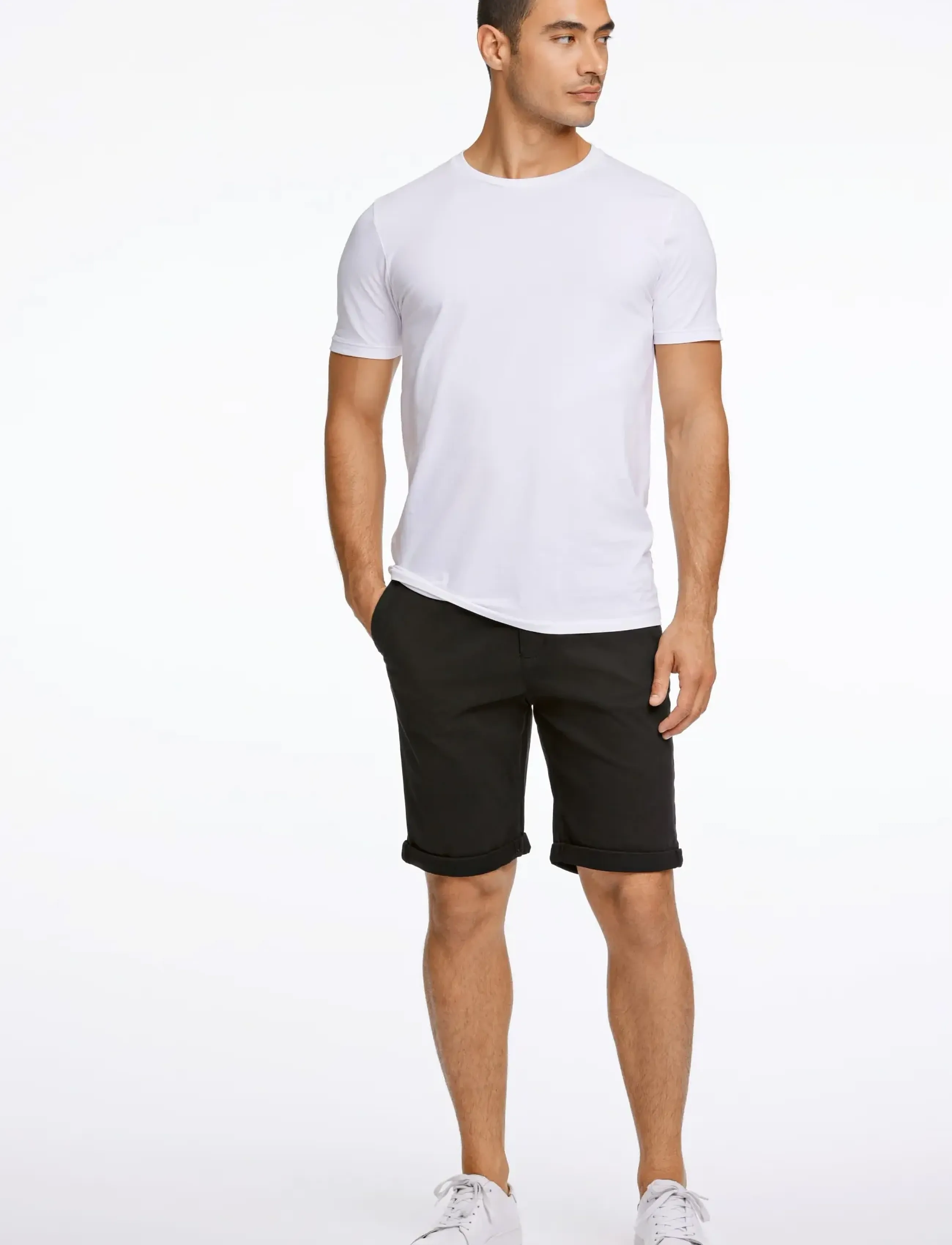 Lindbergh Superflex Chino Shorts W?. Belt, L, Shorts, Schwarz - Chinos Männerswear