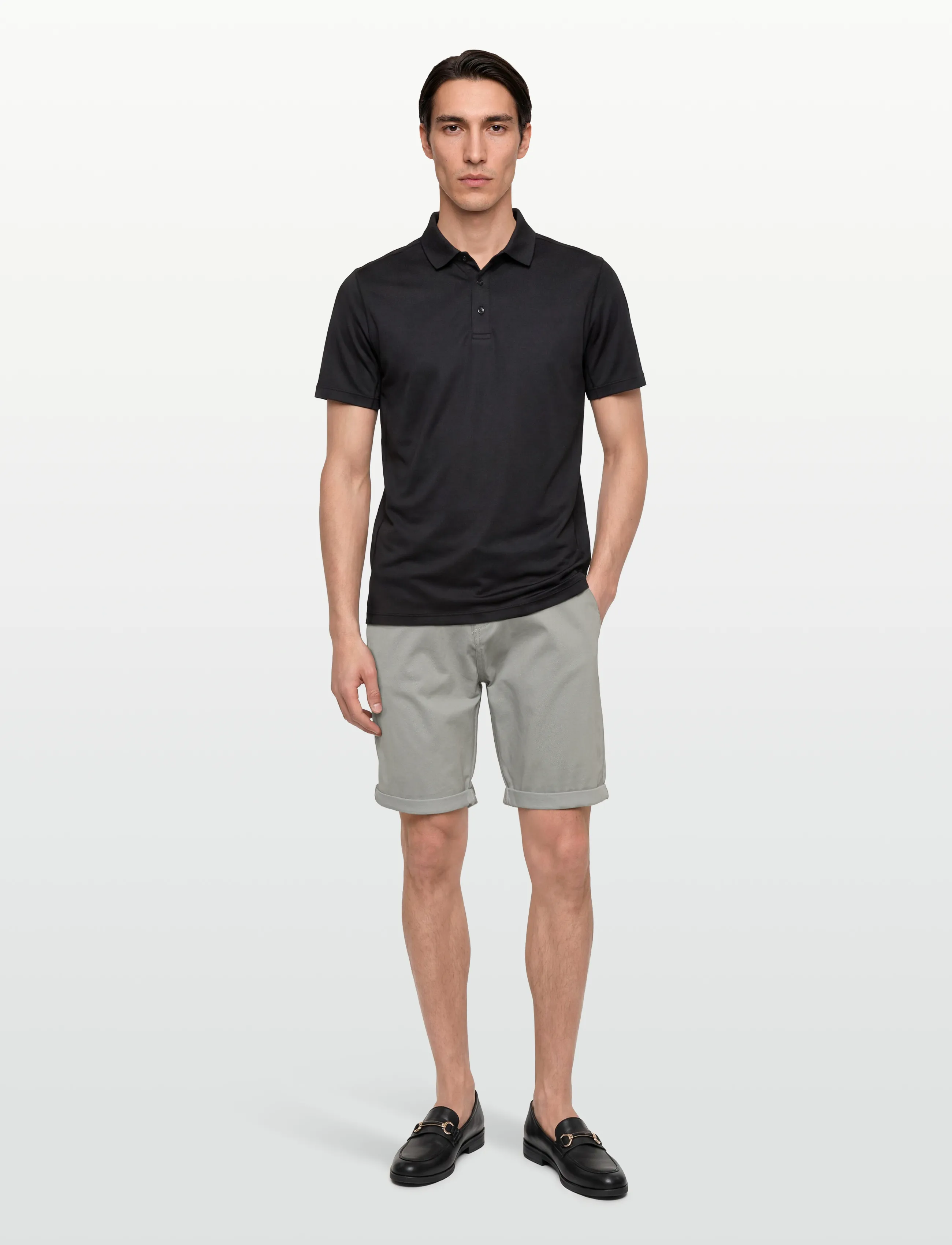 Lindbergh - Superflex chino shorts w?. belt - chinos shorts - deep grey - 0