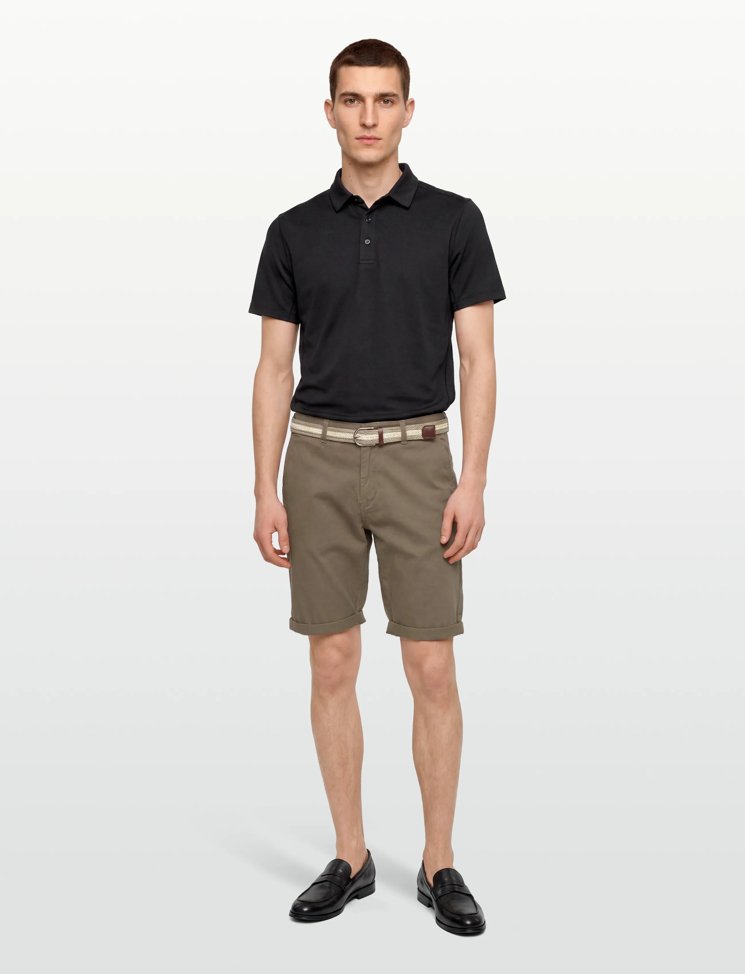 Lindbergh - Superflex chino shorts w?. belt - chinos shorts - deep stone - 0