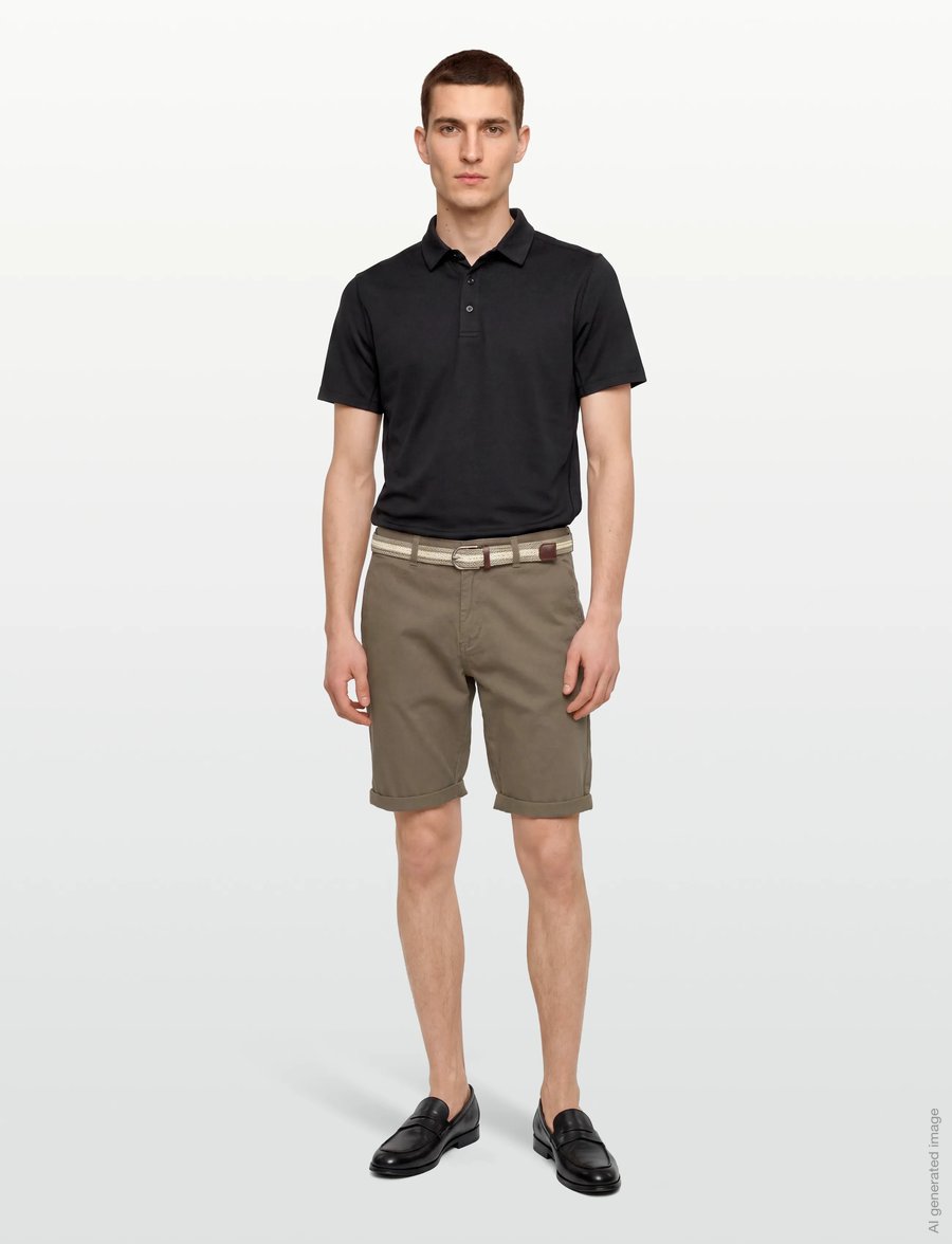 Lindbergh - Superflex chino shorts w?. belt - chinos shorts - deep stone - 0
