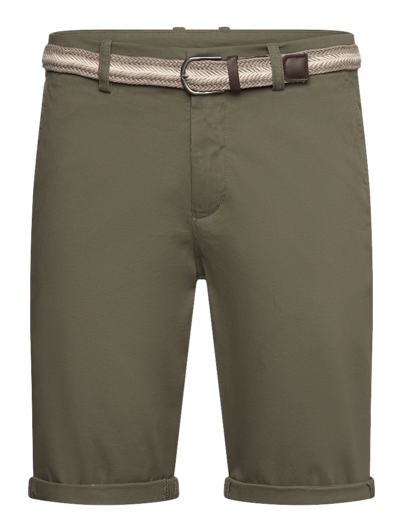 Lindbergh - Superflex chino shorts w?. belt - chinos shorts - dk army - 0