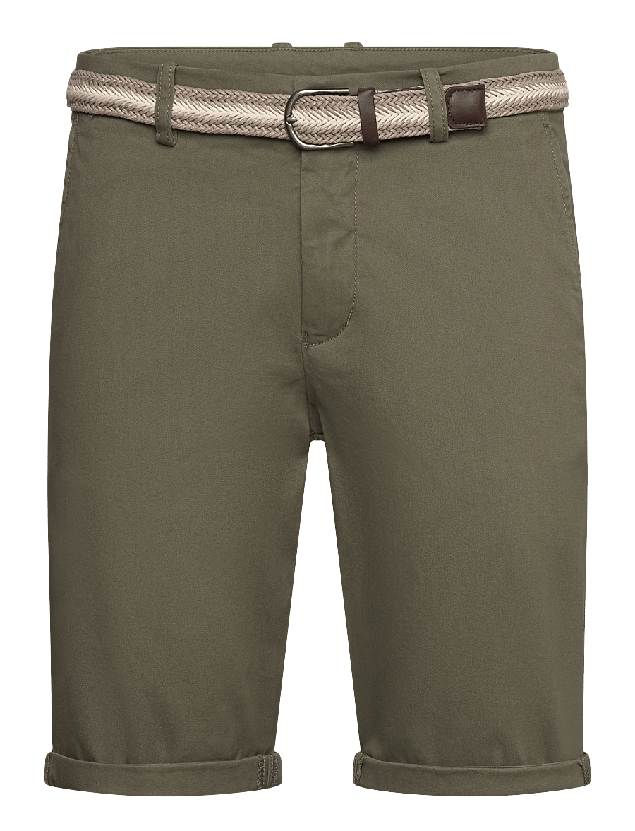 Lindbergh - Superflex chino shorts w?. belt - chinos shorts - dk army - 1