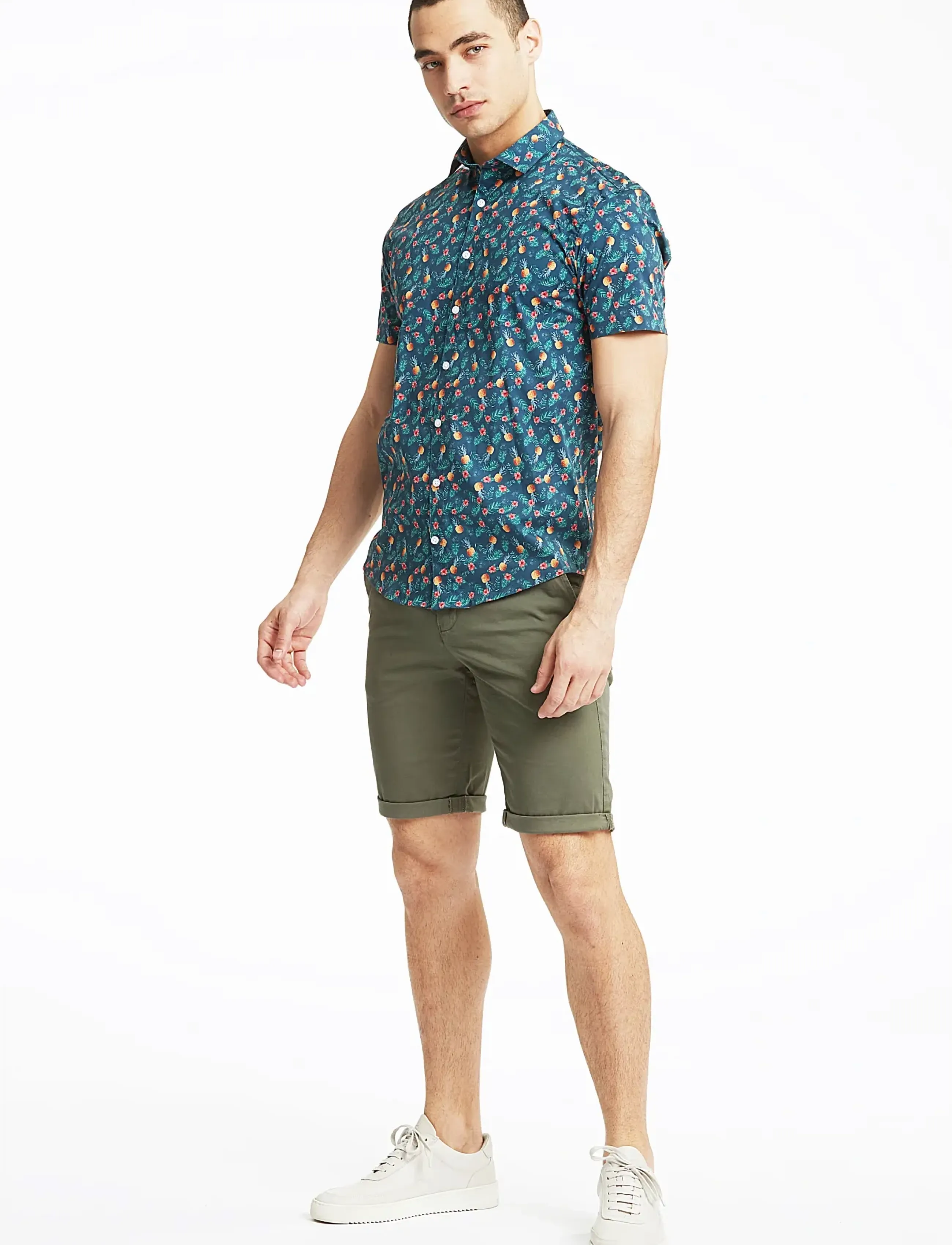 Lindbergh Superflex Chino Shorts W?. Belt, 3XL, Khaki green, Shorts > Chinoshorts, Herre
