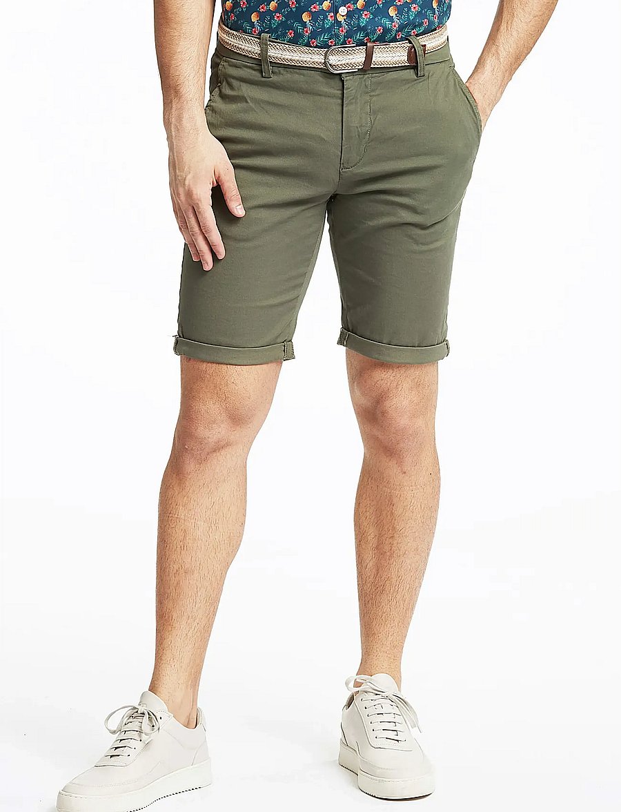 Lindbergh - Superflex chino shorts w?. belt - chinos shorts - dk army - 3