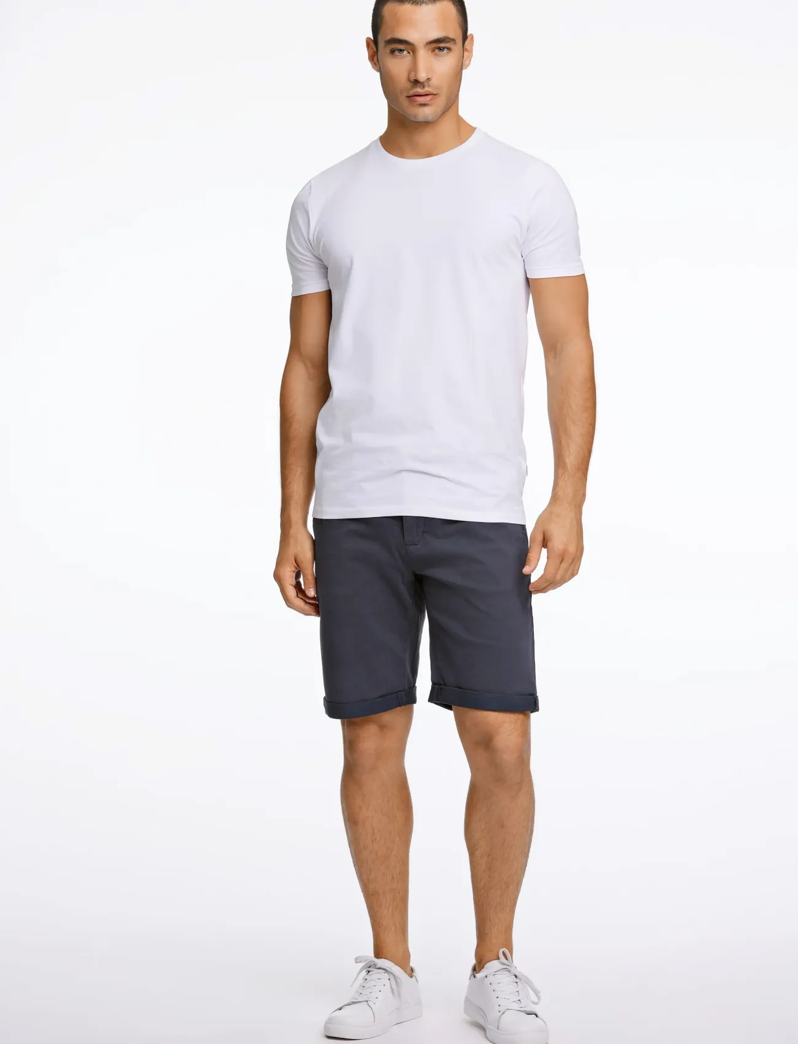 Lindbergh Superflex chino shorts w?. belt - Kollektioner - DK BLUE / navy