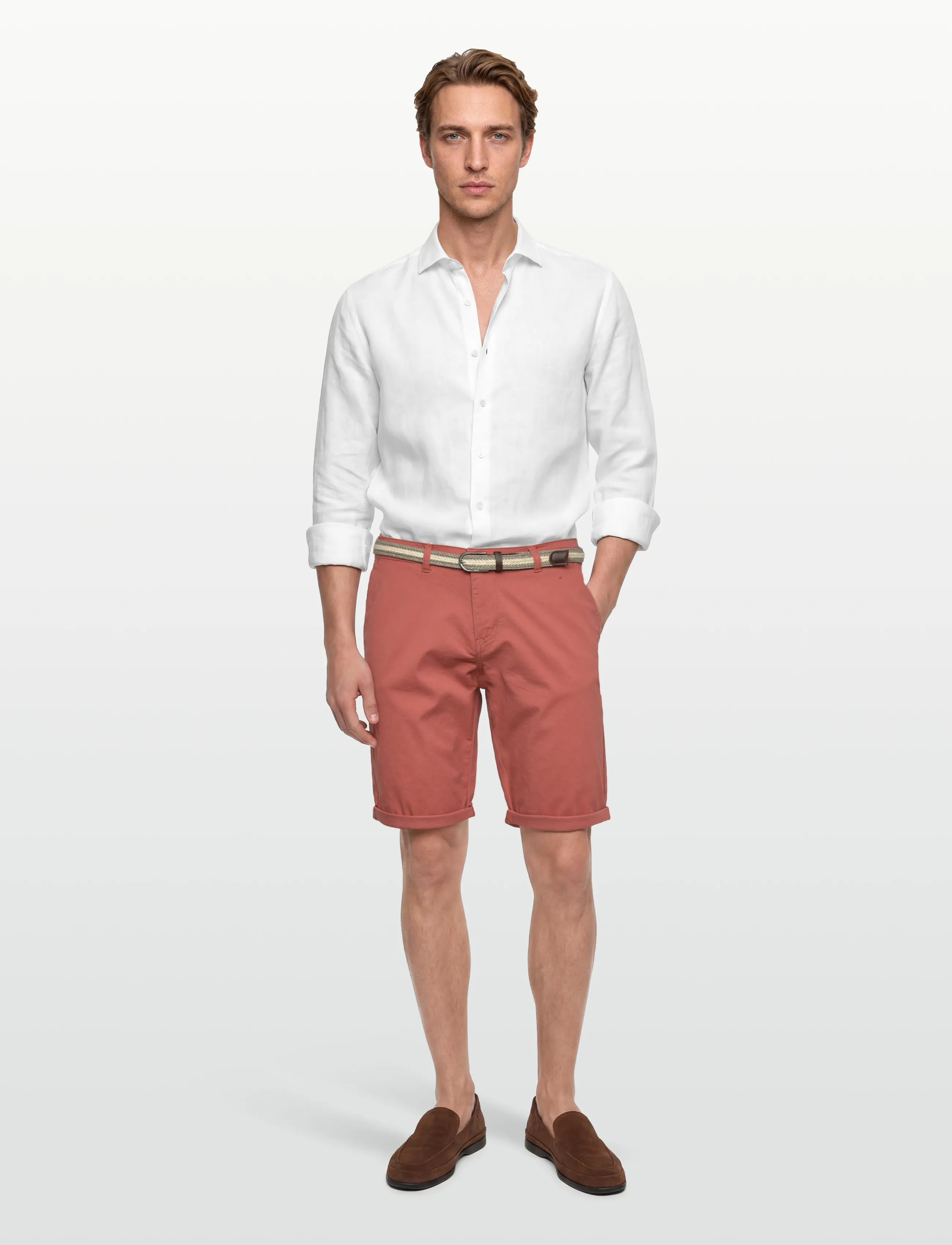 Lindbergh - Superflex chino shorts w?. belt - chino lühikesed püksid - dk coral - 0