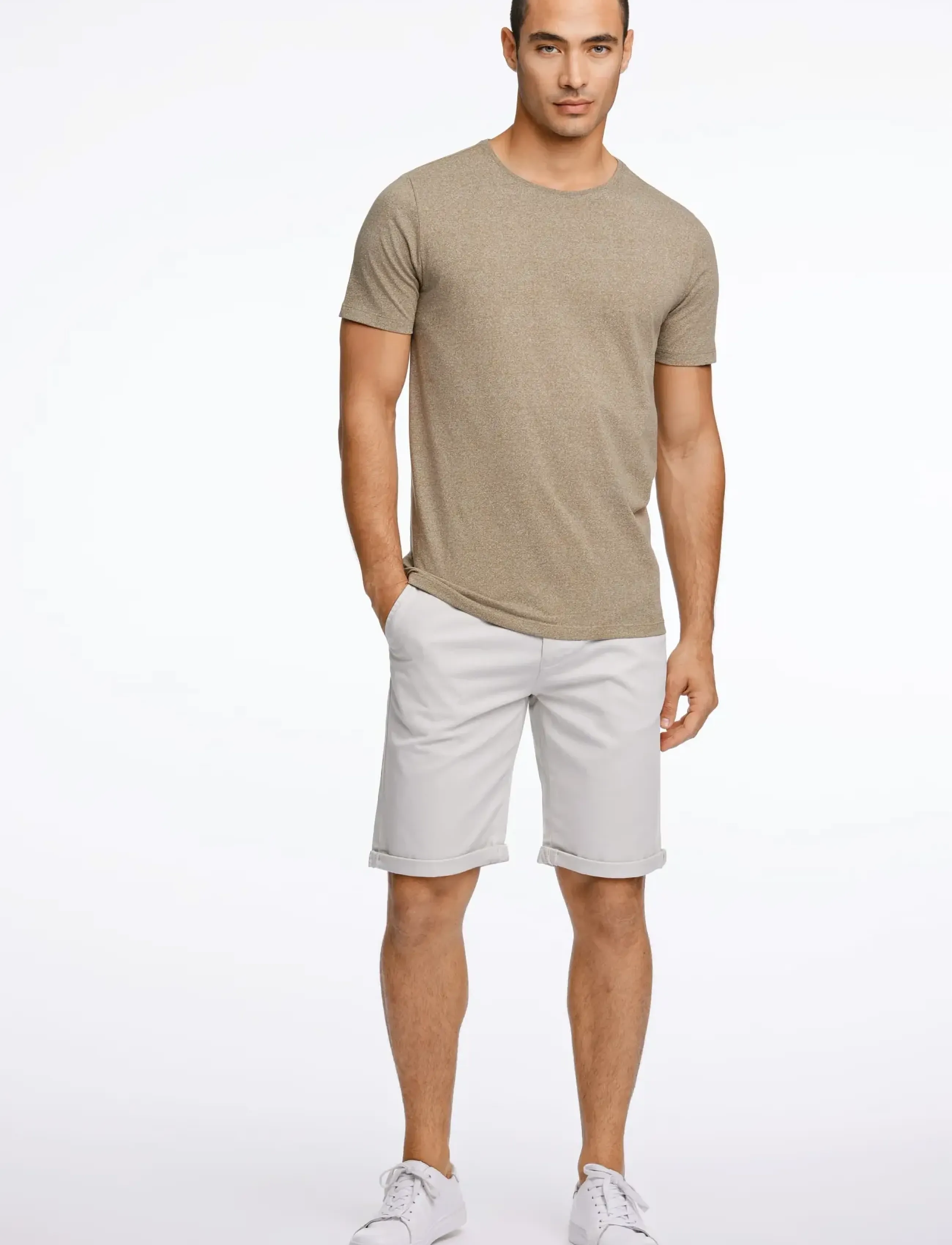Lindbergh Superflex Chino Shorts W?. Belt, XXL, Shorts, Creme - Chinos Männerswear