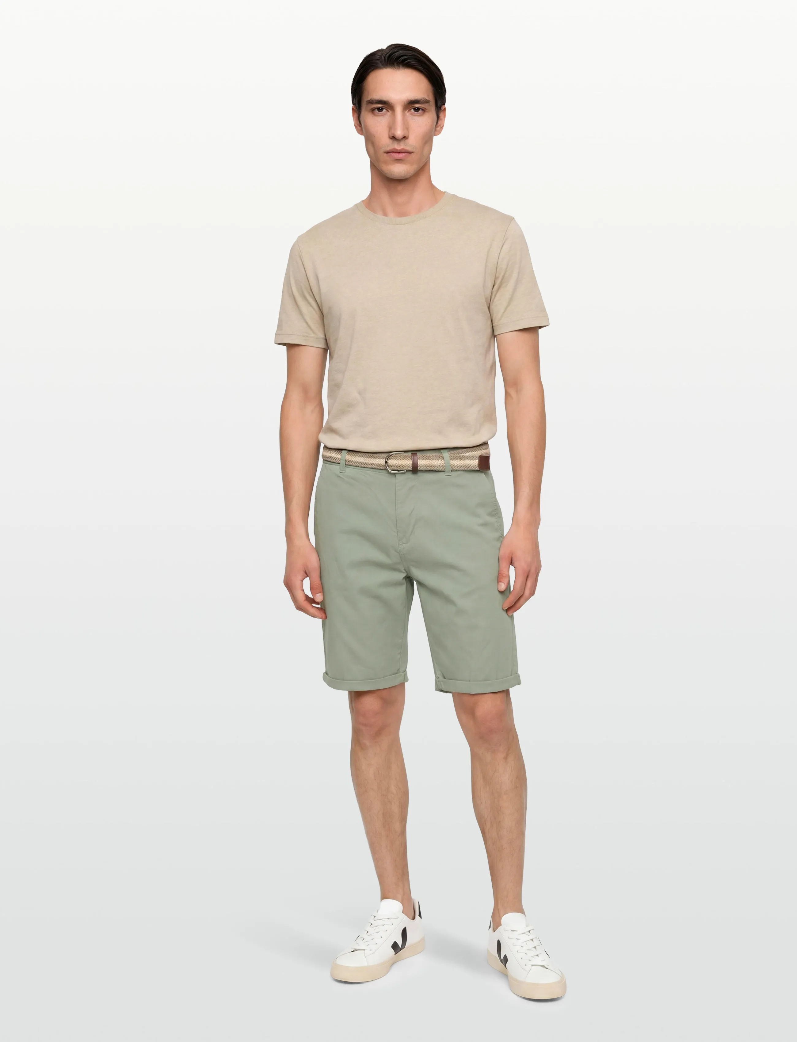 Lindbergh - Superflex chino shorts w?. belt - chinos shorts - soft green - 0