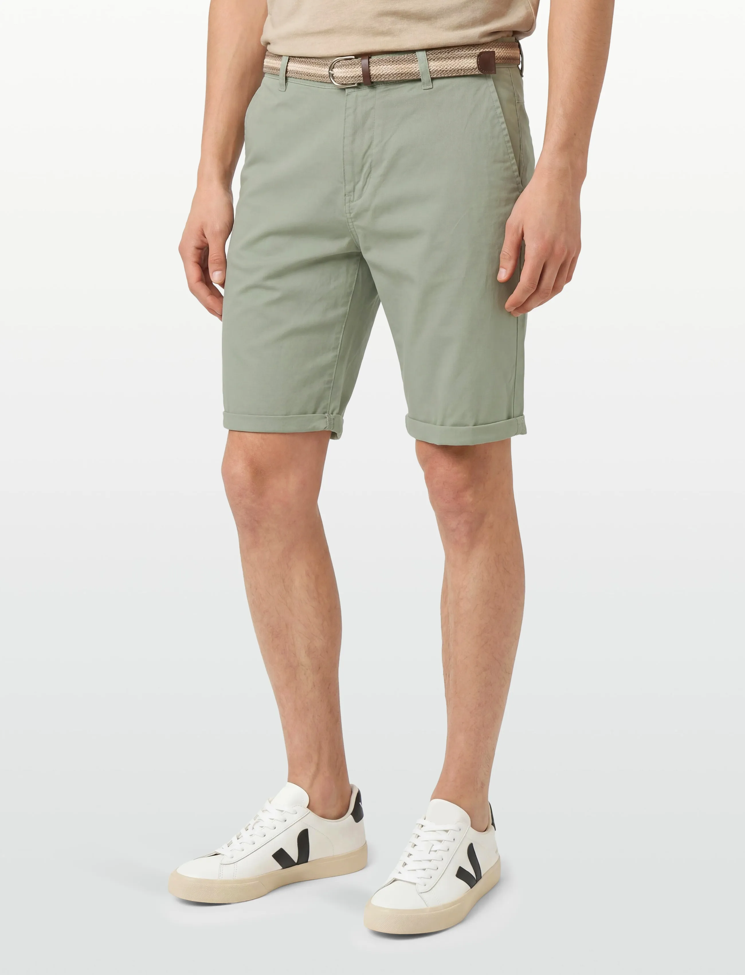 Lindbergh - Superflex chino shorts w?. belt - chinos shorts - soft green - 3