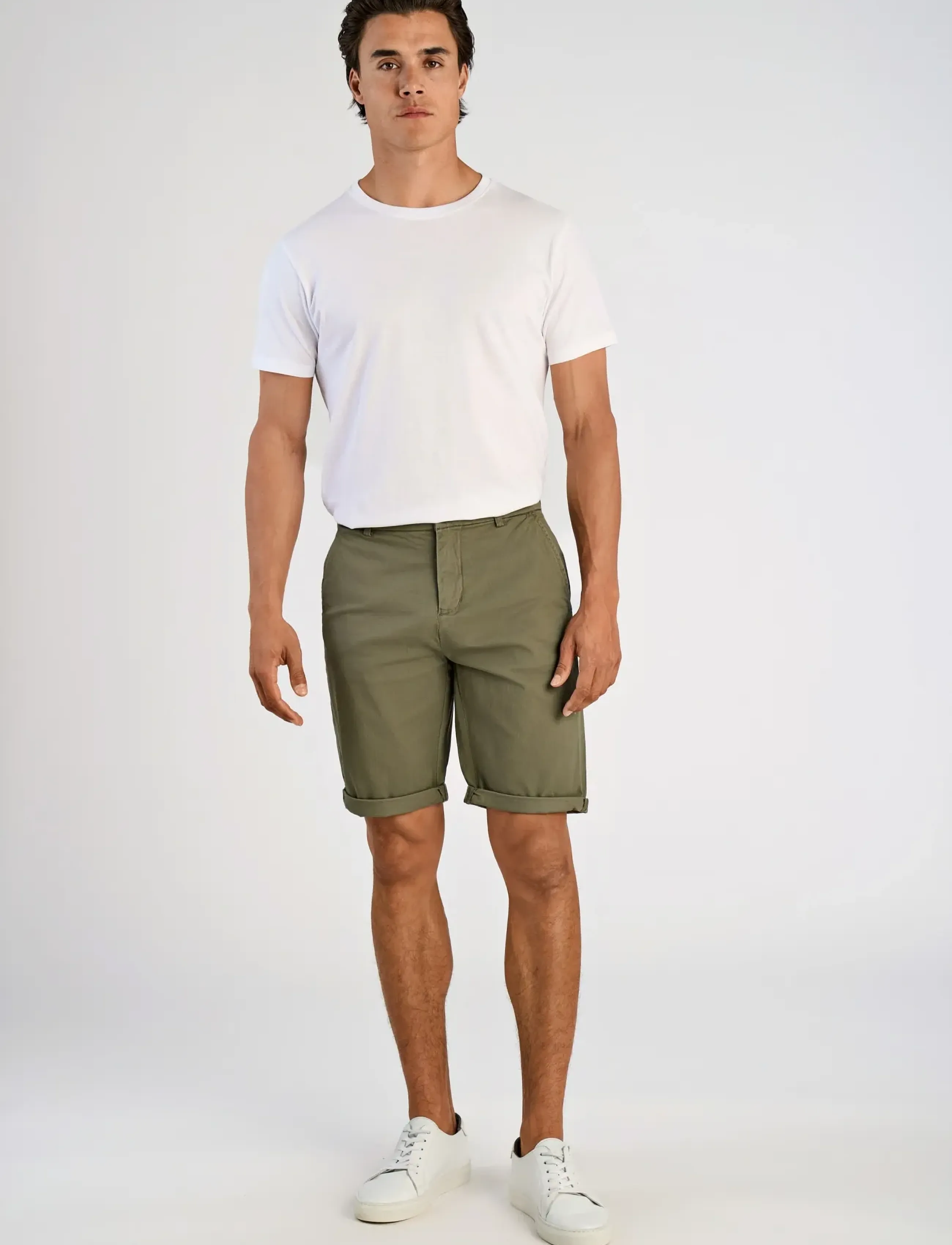 Lindbergh Superflex Chino Shorts, L, Khakigrün - Chinos Männerswear