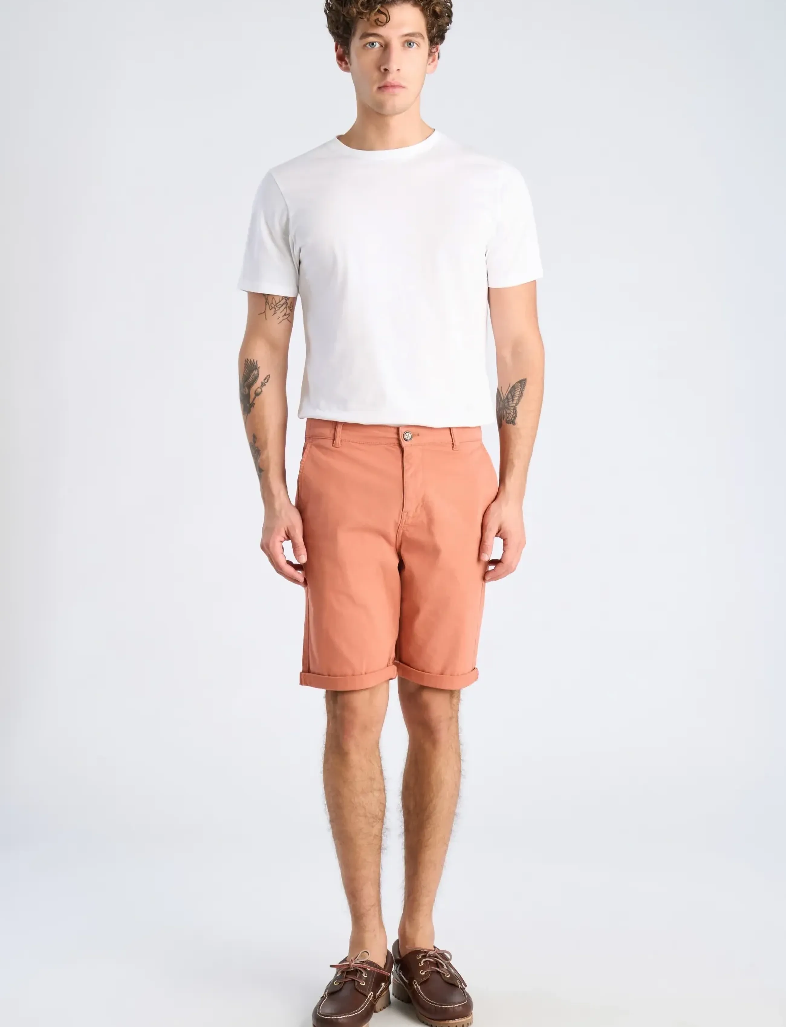 Lindbergh Superflex Chino Shorts, XL, Koralle - Chinos Männerswear