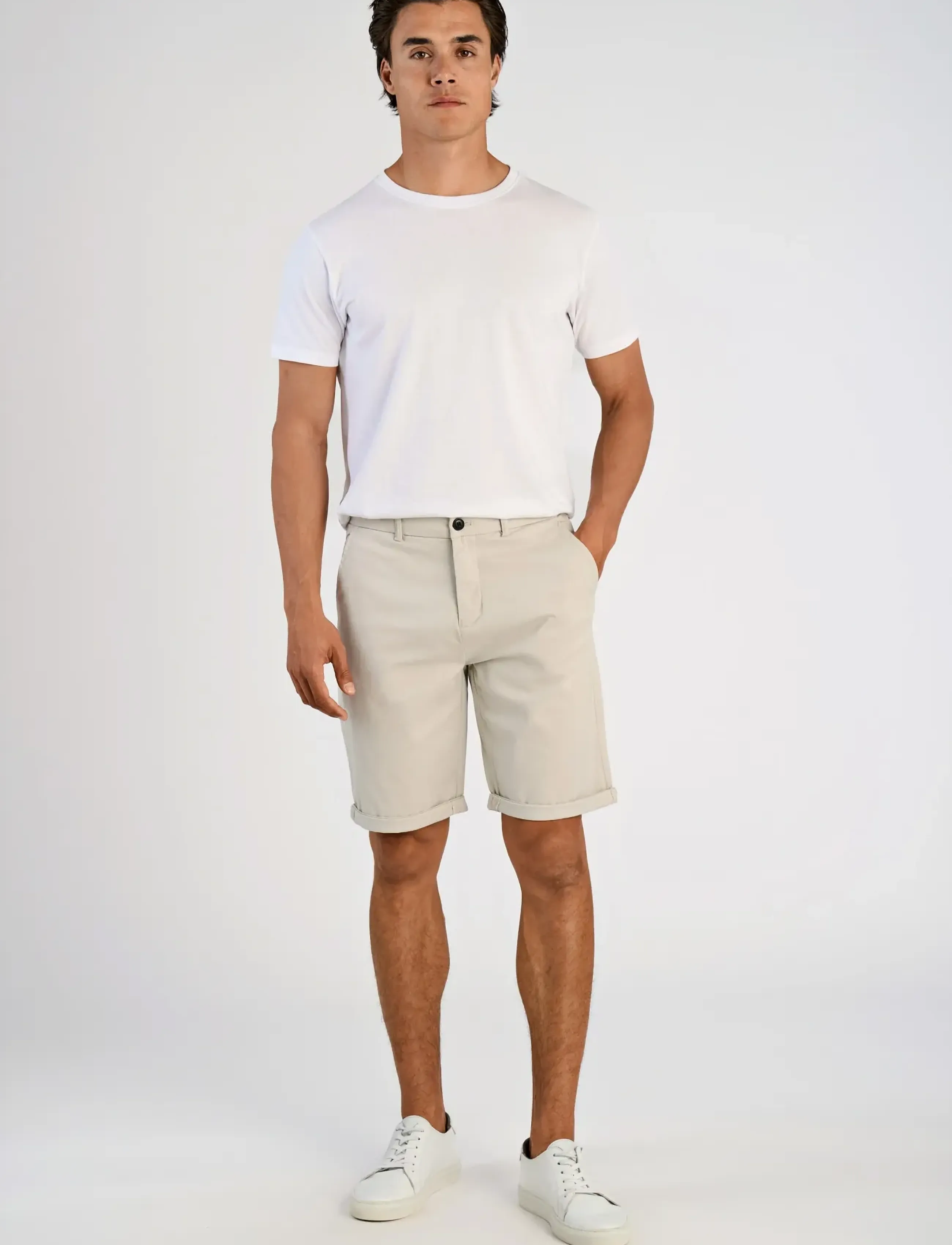 Lindbergh Superflex Chino Shorts, S, Creme - Chinos Männerswear
